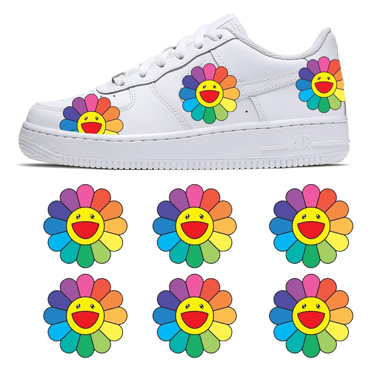 DIY Floral Decal Patches for Custom Nike Air Force 1 & Vans - Hand Painted Sneaker Design Kit (Set of 6) - Perfect for Personalizing Shoes, Backpacks & Denim Jackets