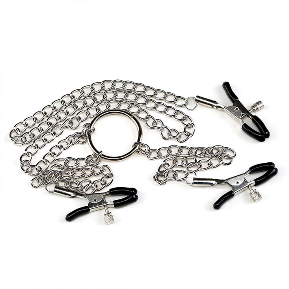 Adjustable Nipple Clamps with Soft Rubber Tips - 3-Piece Metal BDSM Bondage Set for Couples & Sensual Play - Perfect for Beginners & Advanced Users (Bedroom, Spice Up Relationships, Adult Fantasy Exploration)