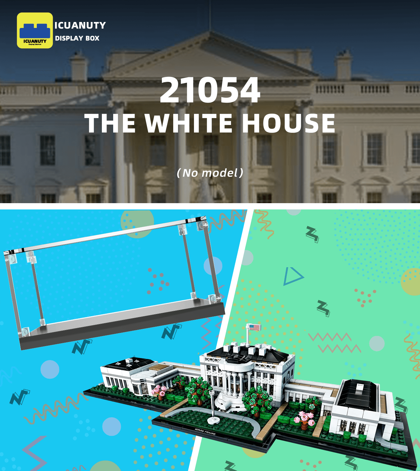 Official LEGO White House 21054 Display Case - Premium Acrylic Showcase for Collectible Building Sets | Perfect for Home Decor, Office Display & Gift Giving