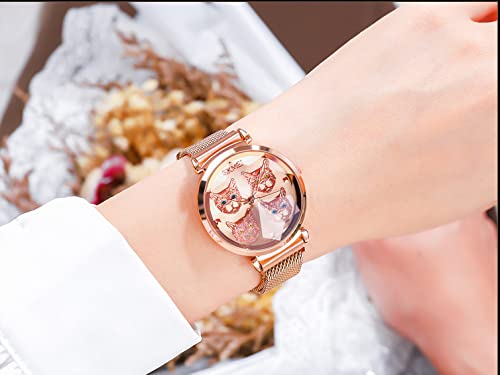 MASTOP Rose Gold Women's Watch - Japan Quartz Movement, Stainless Steel Magnetic Mesh Band, Waterproof Ladies Watch - Perfect for Work, Party & Everyday Wear