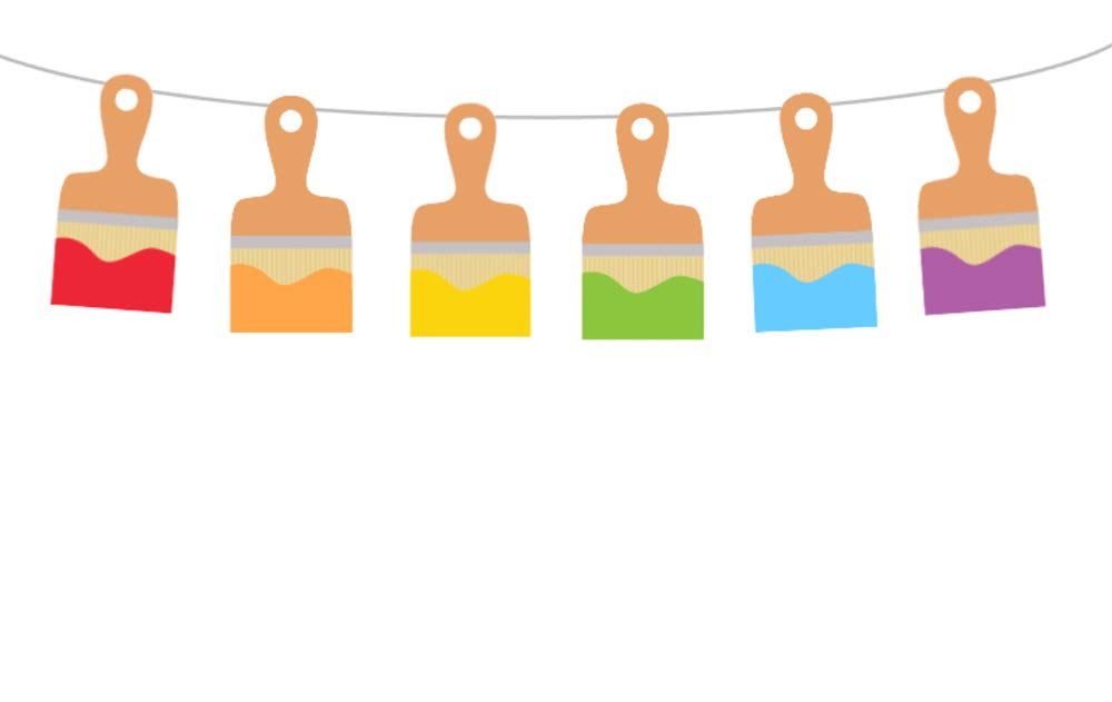 5 Inch Tall Paint Brush Garland - Perfect for Paint Party Decorations, Painting Banner, Art Birthday & Party Supplies | Ideal for DIY Art Parties, Creative Celebrations & Kids' Birthday Decor