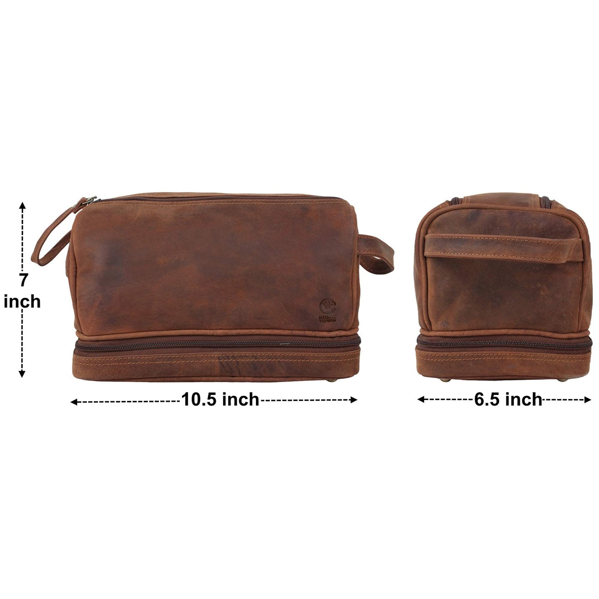 Premium Leather Duffel Bag & Toiletry Bag Set - Durable Men's Travel Accessories Gift for Business Trips, Gym & Weekend Getaways