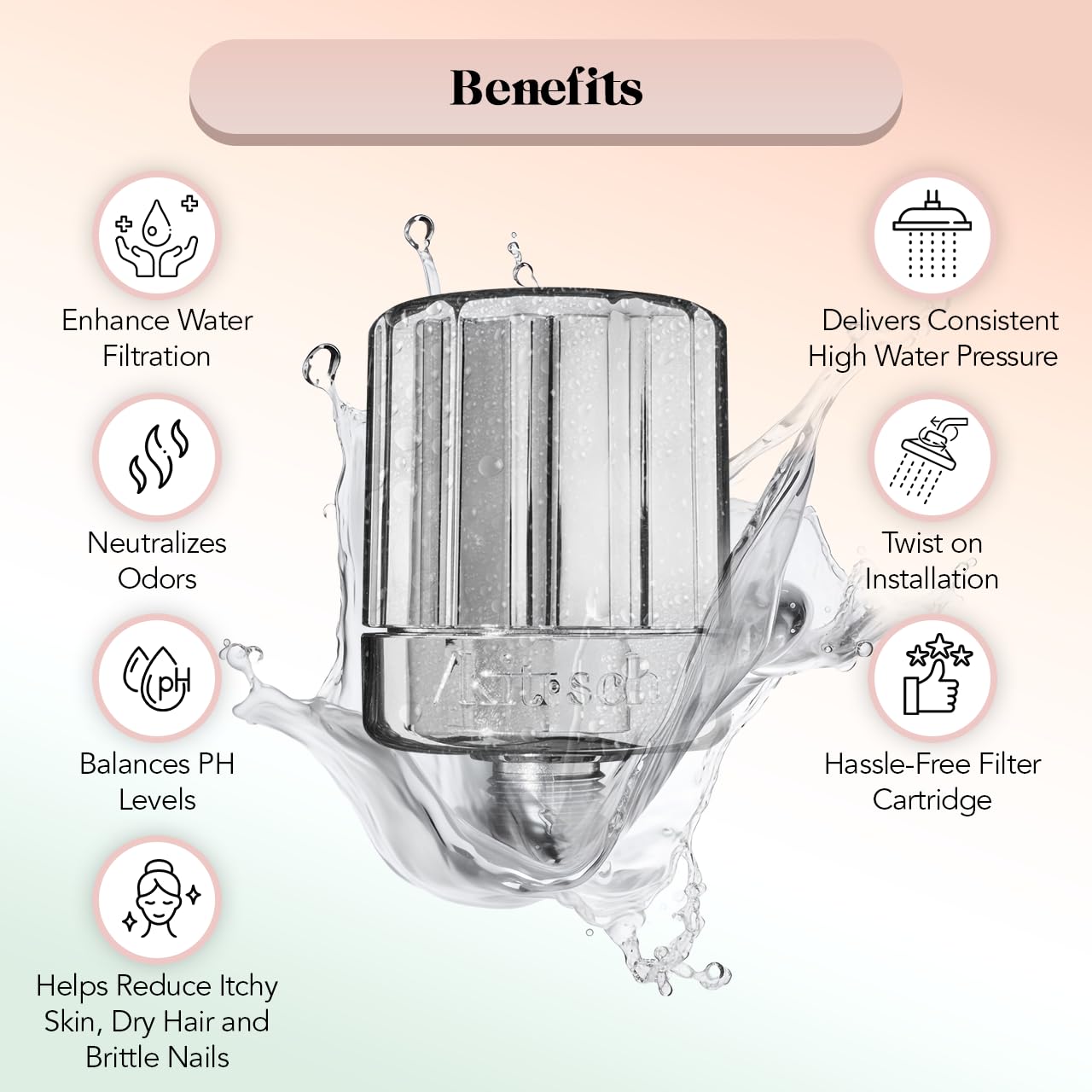 Kitsch Rice Water Shampoo Bar & Shower Head Filter Set - Sulfate Free Hair Care & Water Purifier for Healthy Scalp | Perfect for Travel, Eco-Friendly Bathroom & Hard Water Areas