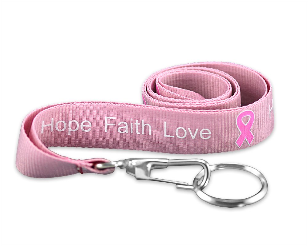 Pink Ribbon Lanyards for Breast Cancer Awareness - Fundraising Keychains & Badge Holders for Events
