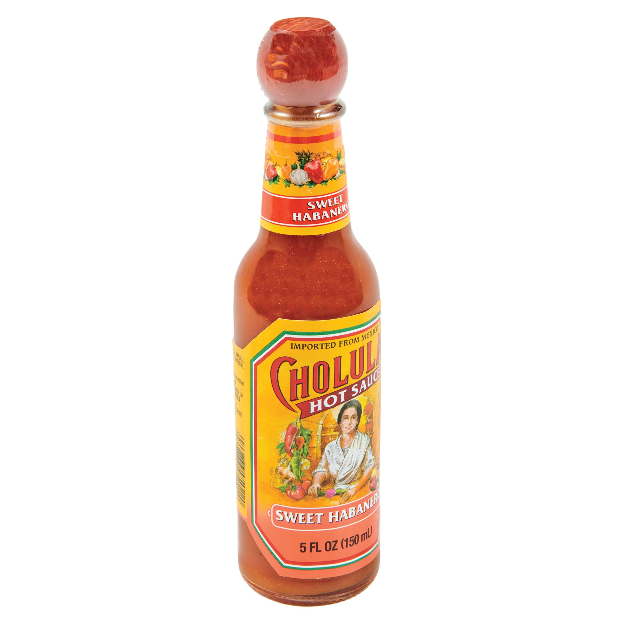 Cholula Sweet Habanero Hot Sauce - 5 fl oz (Pack of 12) | Spicy Mexican Hot Sauce for Tacos, Wings & Bloody Marys | Premium Gourmet Hot Pepper Sauce for Cooking & Grilling