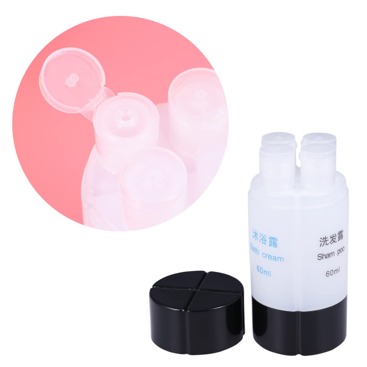 Beaupretty 3-Piece Leakproof Travel Bottles Set - 60ml (2oz) 4-in-1 Toiletry Containers for Shampoo, Lotion & Soap | Portable Cosmetic Dispensers | Perfect for Air Travel, Gym & Camping Organization