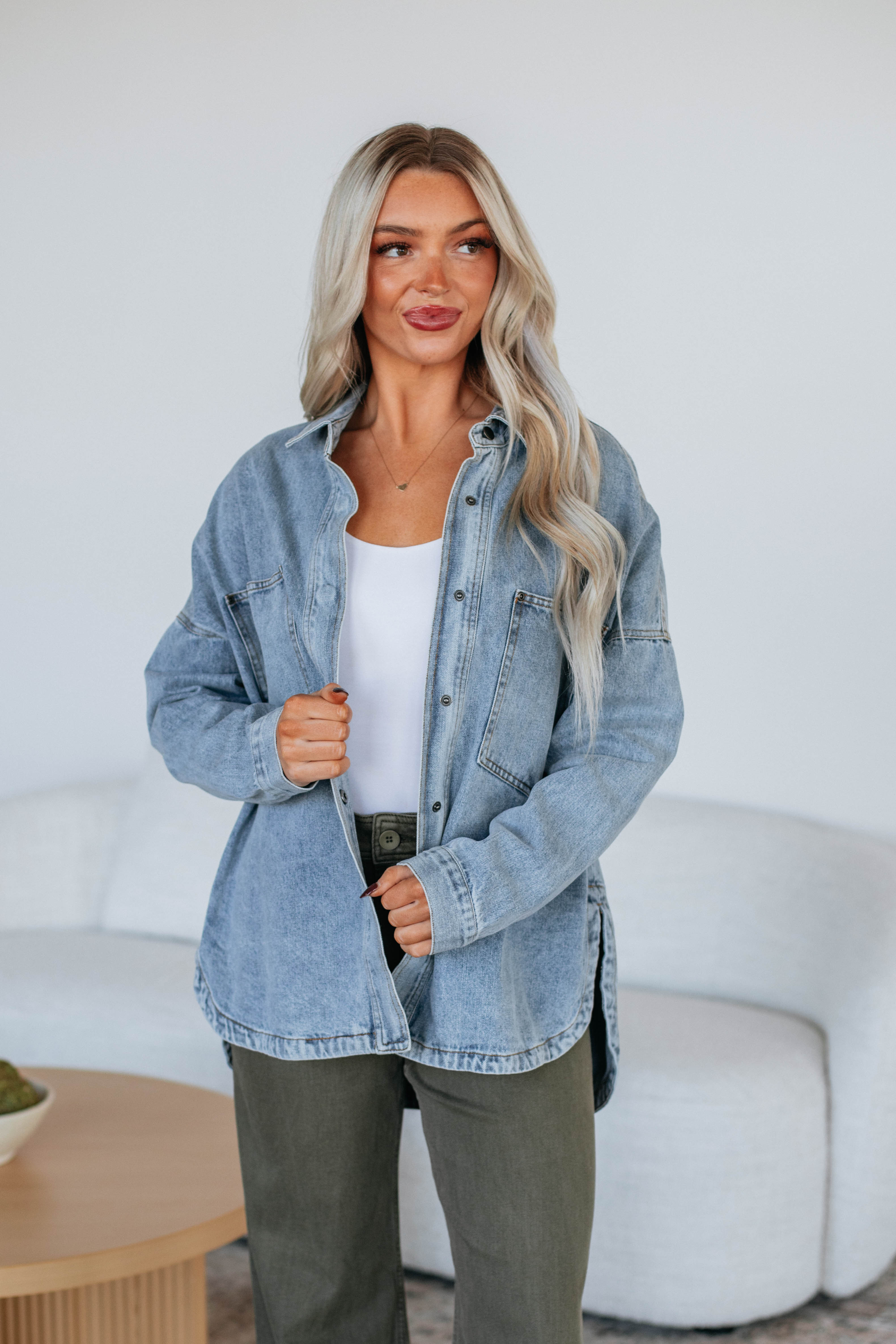 Callahan Light Wash Denim Shacket for Men & Women | Stylish Oversized Jacket for Fall & Winter | Casual Outfit Essential for Layering & Outdoor Activities