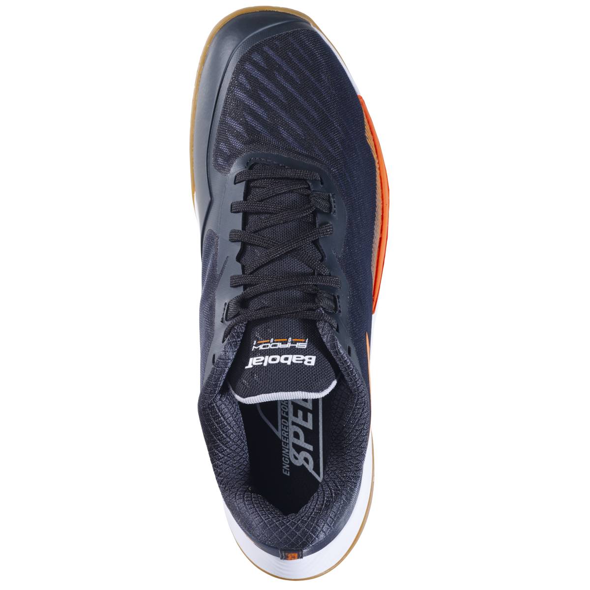 Babolat Shadow Tour Men's Indoor Court Shoes - Black/Orange | Tennis & Badminton Non-Marking Volleyball Shoes for Indoor Sports & Gym Training