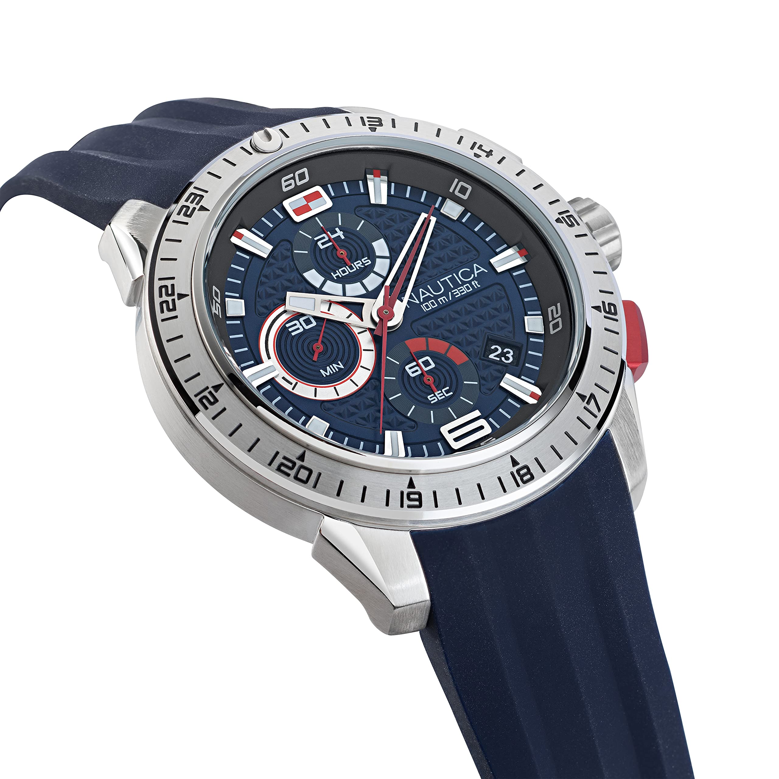Nautica Men's NAPNSF108 NST 101 Grey Blue Silicone Strap Watch - Waterproof Casual Dress Watch for Business, Travel & Everyday Wear