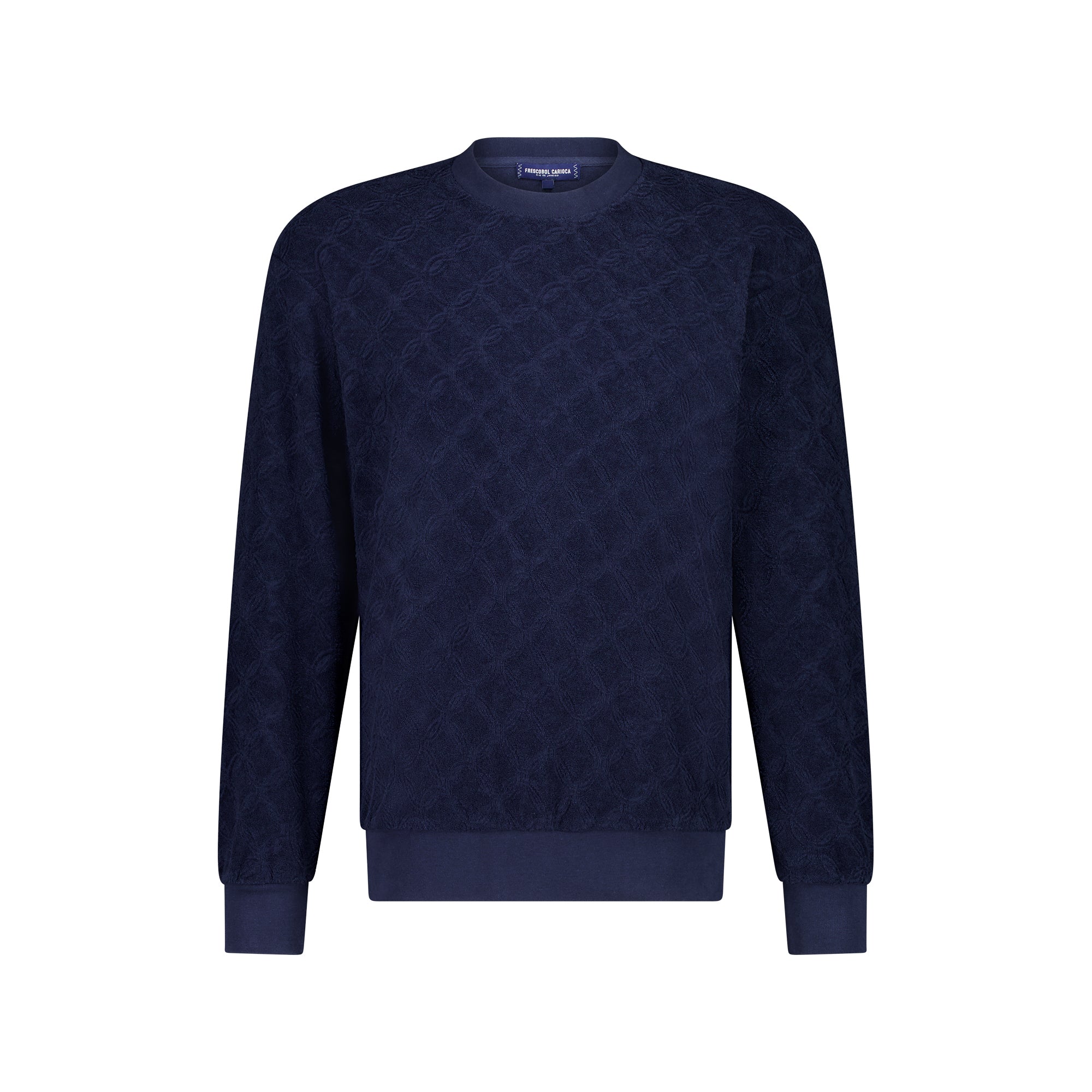FRESCOBOL CARIOCA Motta Terry Sweat Shirt - Navy Blue Cotton Casual Wear for Beach & Summer Outfits