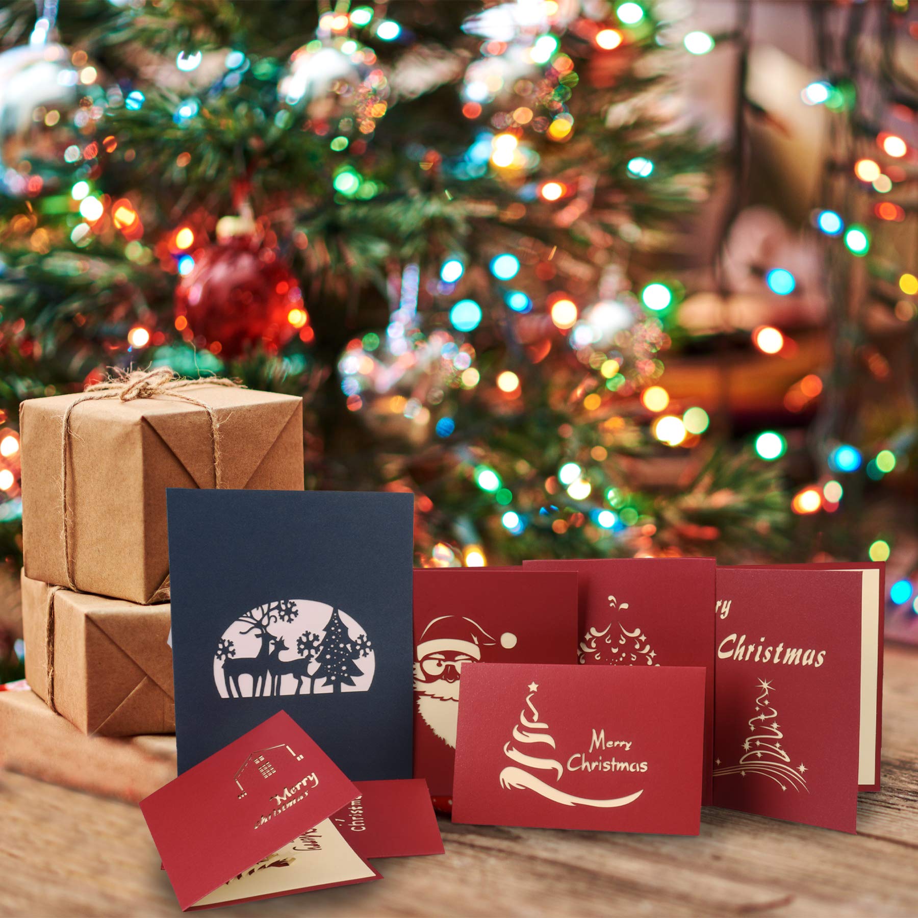 3D Pop Up Christmas Cards - Handmade Holiday Greeting Cards with 7 Envelopes for Xmas, Valentine's Day & Thank You Gifts (7Pcs, Festive Design) - Perfect for Holiday Mailings, Office Exchanges & Family Keepsakes