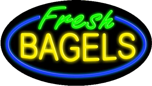 Vintage Fresh Bagels Glass Neon Sign #14423 - Handcrafted in USA | Perfect for Bakery, Cafe & Retro Home Decor