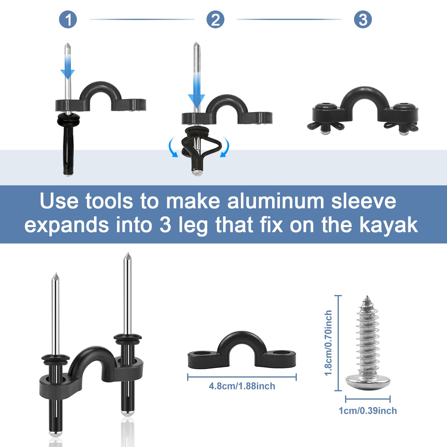 HLOGREE Kayak Handles 2/4 Pack - Heavy Duty Kayak Carry Handles with Stainless Steel Rivets, Replacement Kayak Handles for Emotion, Pelican, Hobie, Lifetime, Sit-on-Top, Ocean & Wilderness Kayaks - Perfect for Easy Transport & Storage of Fishing & Recreational Kayaks