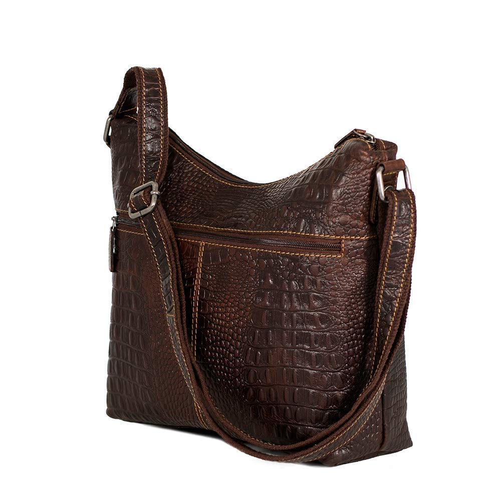 Premium Hornback Crocodile Hobo Handbag #HB814 - Stylish & Durable for Work, Travel & Everyday Use