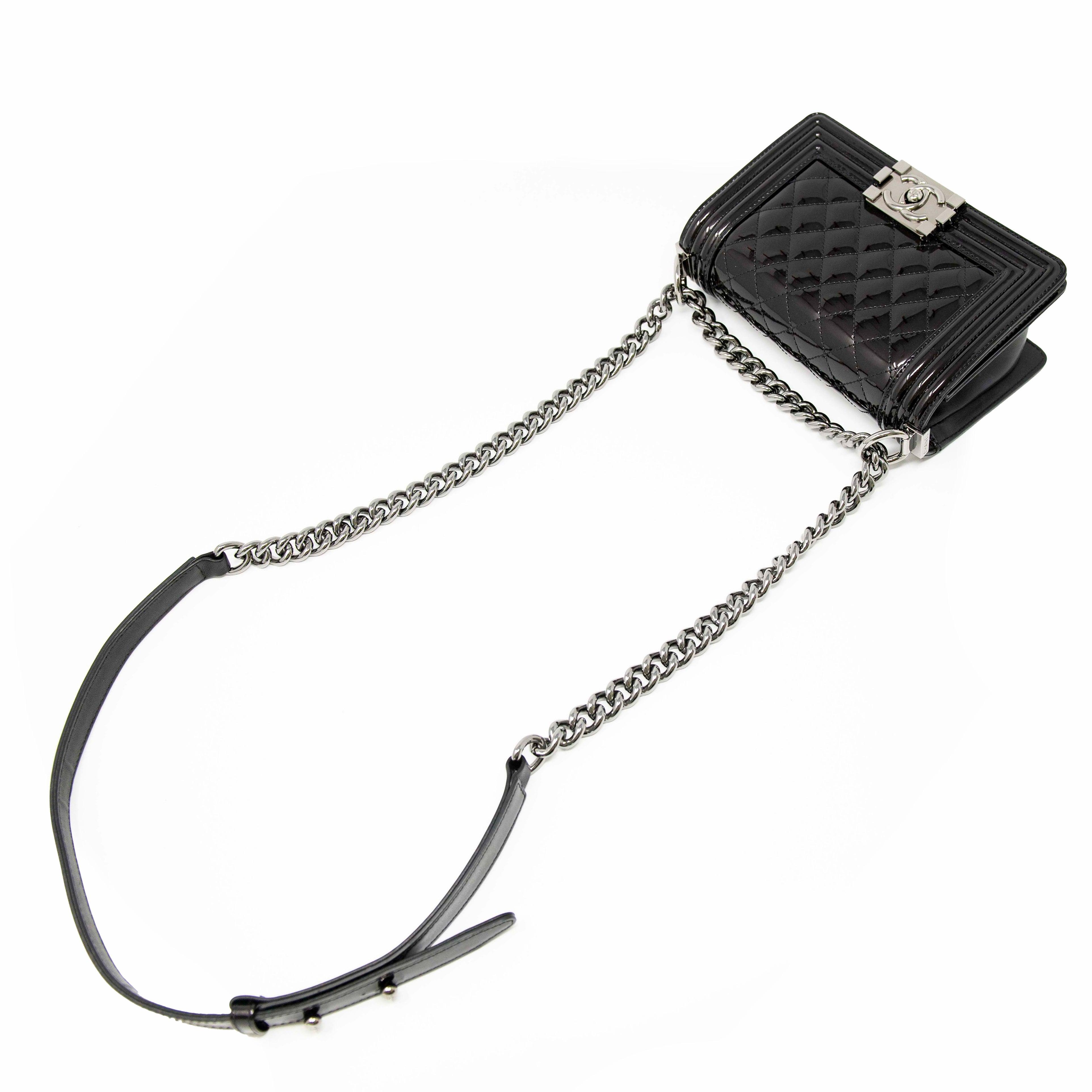 Chanel Black Patent Leather Small Boy Bag - Luxury Crossbody Handbag for Women, Perfect for Parties, Dates & Special Occasions