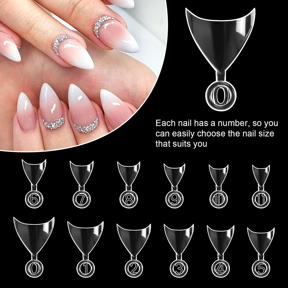 600Pcs Clear Acrylic Nail Tips - Stiletto French Fake Nails with Storage Box (12 Sizes) for DIY Nail Art - Perfect for Salon, Home Manicure & Nail Extension