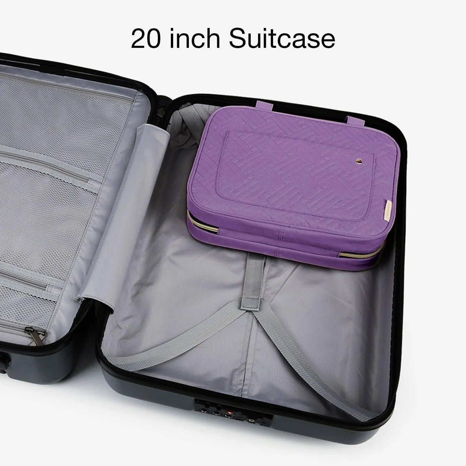 Bonchemin Purple Space Saver Toiletry Bag - Compact Travel Organizer for Bathroom Essentials | Perfect for Travel, Camping & Gym