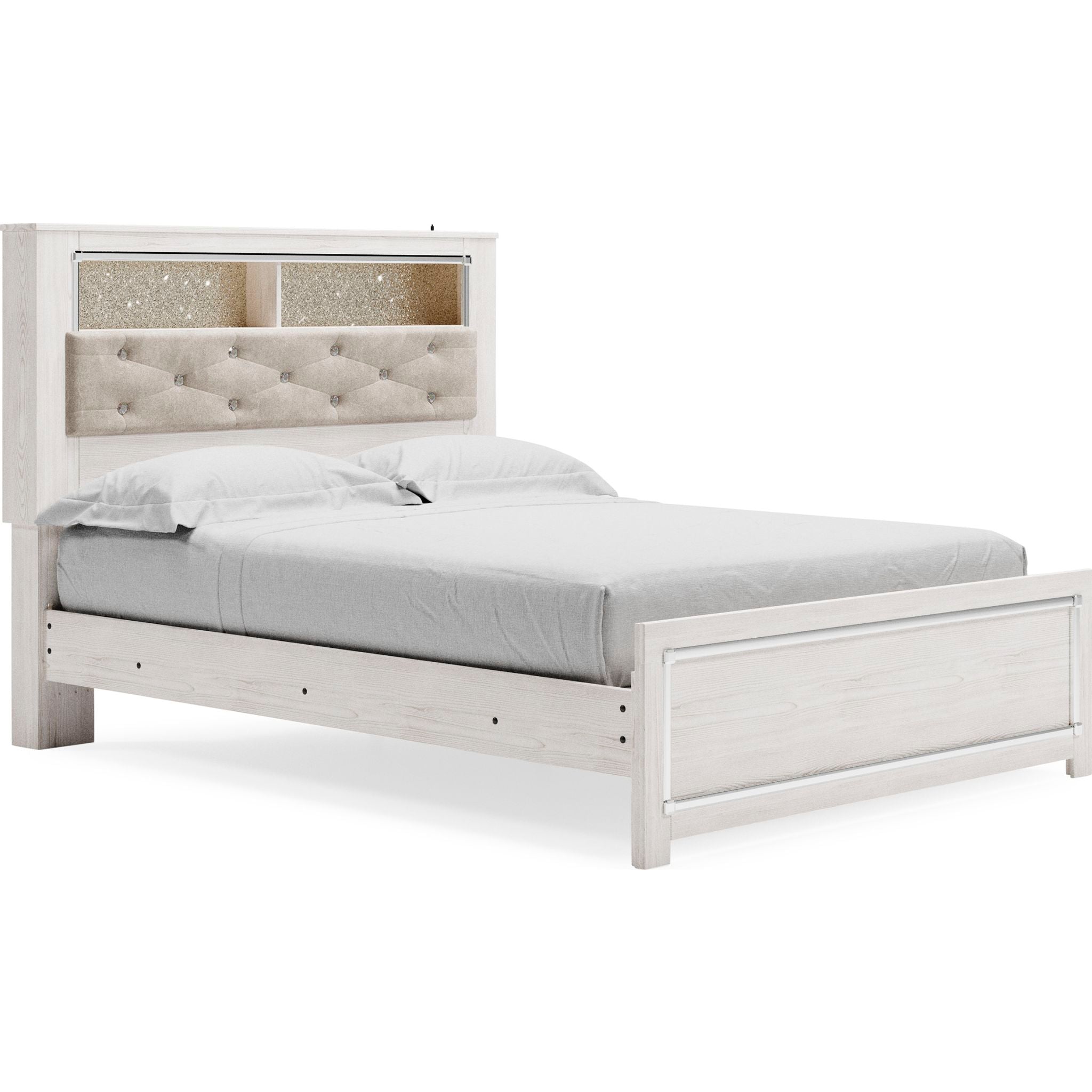 Altyra Modern Bookcase Platform Bed with Storage - Wooden Bookshelf Headboard & Underbed Storage - Perfect for Small Bedrooms, Studio Apartments & Dorm Rooms
