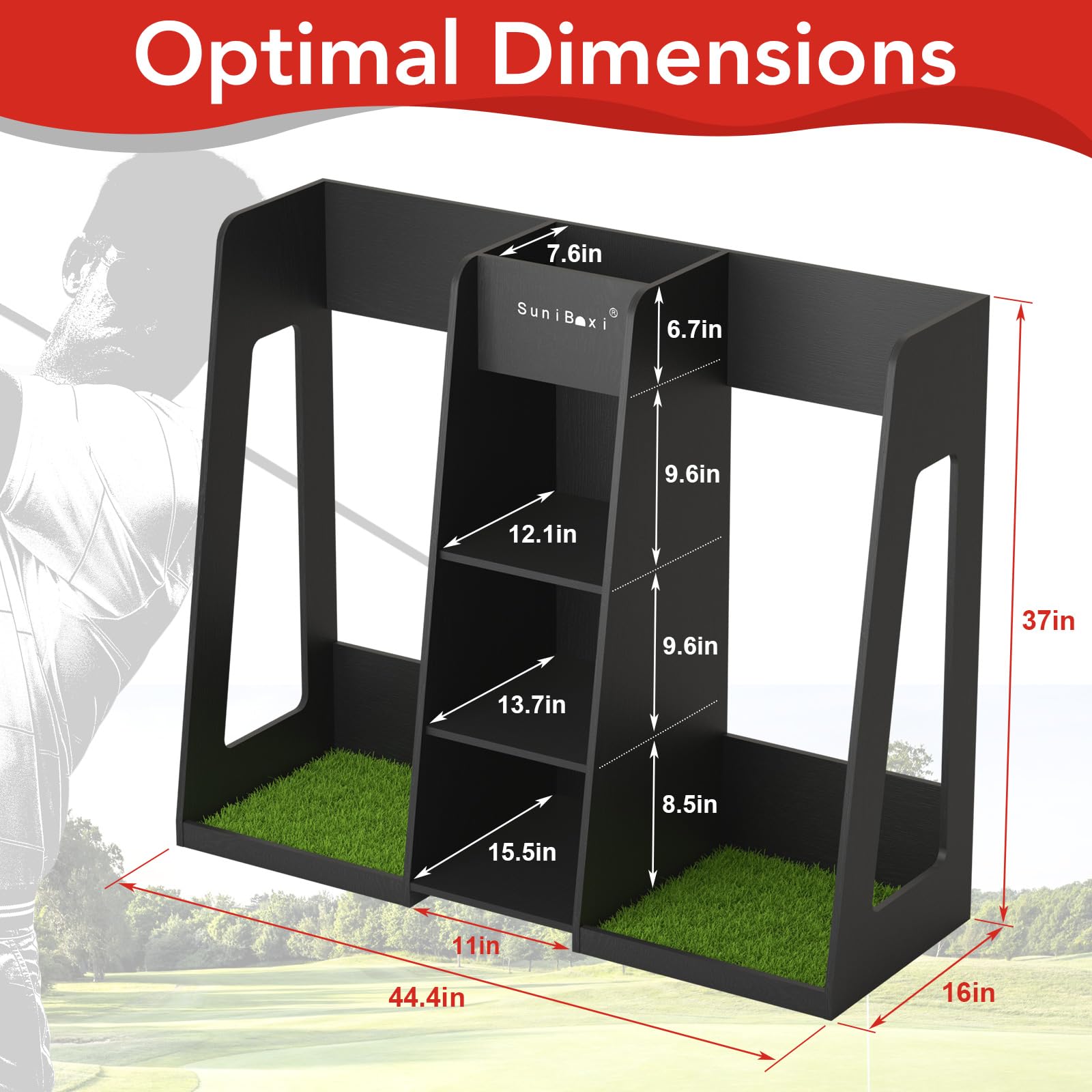 Premium Golf Bag Organizer Stand - Holds 2 XL Golf Bags & Multiple Accessories | Durable Storage Rack for Clubs, Shoes & Gear | Perfect for Garage, Basement, Shed - Ideal Gift for Golfers of All Levels | Indoor & Outdoor Use on Course or at Home