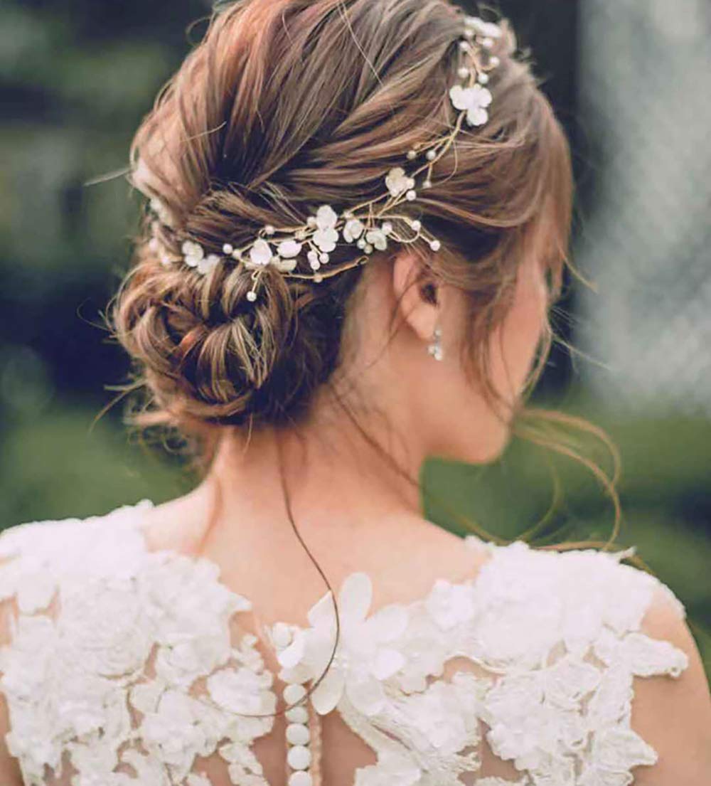 YERTTER Floral Wedding Bridal Crystal Headband - Handmade Pearl Hair Vine for Women, Bride & Bridesmaids - Gold Wedding Hair Accessories for Bridal Shower, Bachelorette Party & Formal Events