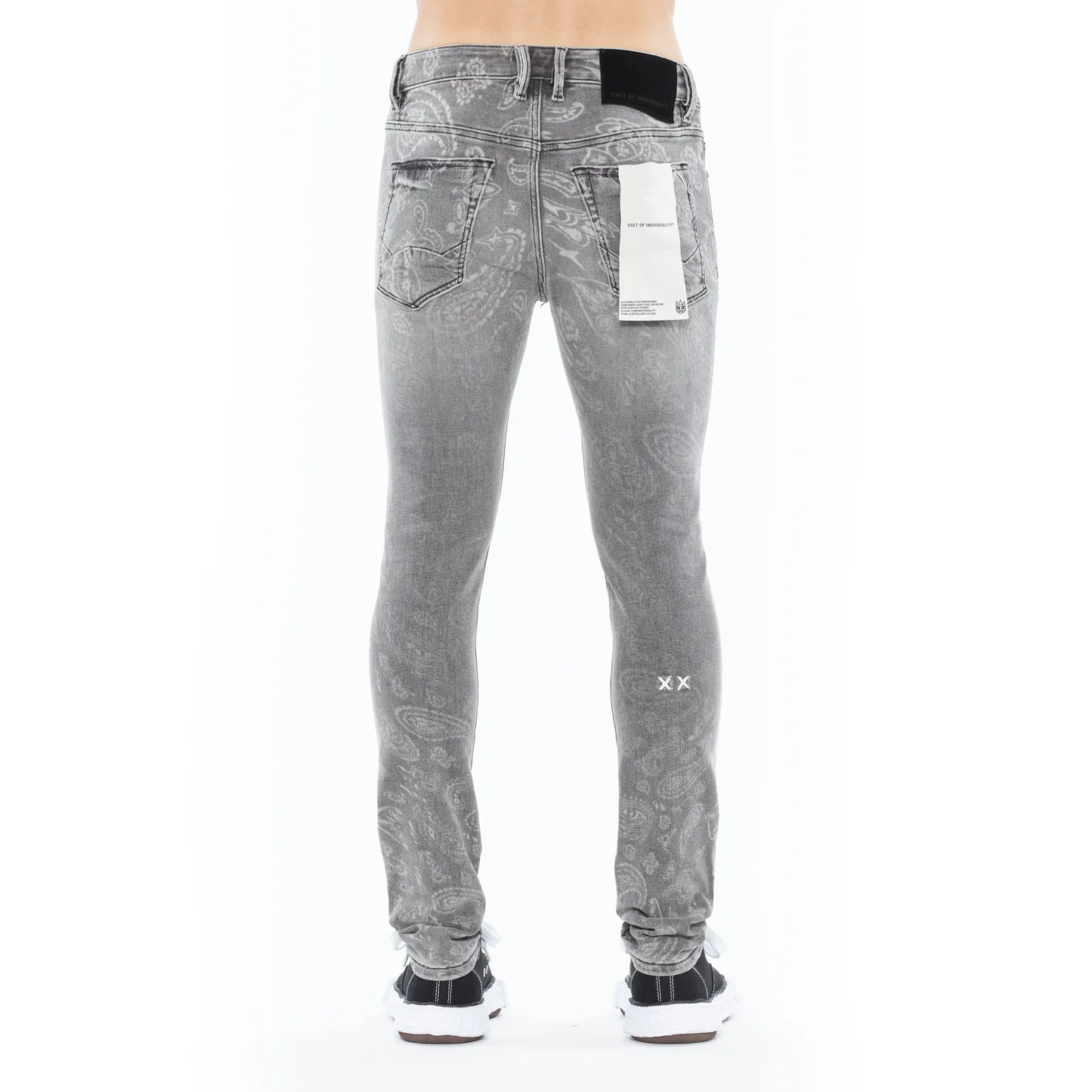 CULT OF INDIVIDUALITY Punk Super Skinny 601 Jeans - Paisley Print High Waist Stretch Denim Pants for Women | Perfect for Concerts, Night Out and Alternative Fashion