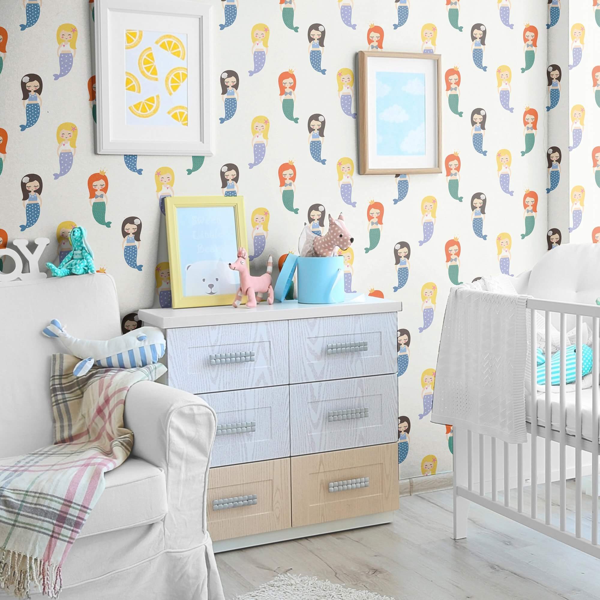 White Fantasy Children's Peel and Stick Removable Wallpaper - Self-Adhesive Nursery Decor for Kids Room, Bedroom, Playroom - Easy to Apply & Remove - 1420