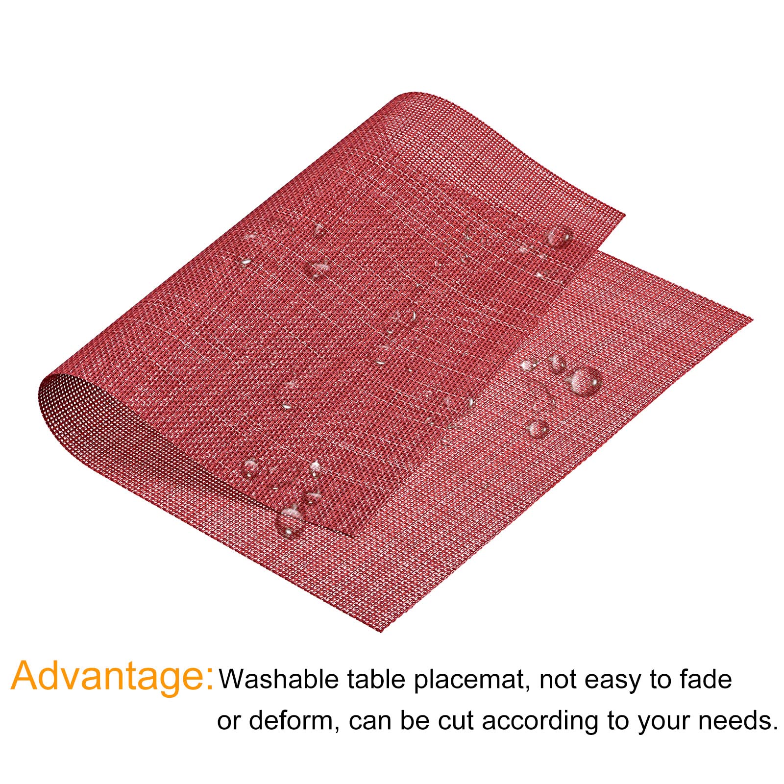 uxcell 16x12 Inch PVC Washable Woven Placemats Set of 2 - Durable Red Table Mats for Dining, Kitchen & Home Decor | Non-Slip & Easy Clean Place Mats for Restaurants, Parties & Everyday Use