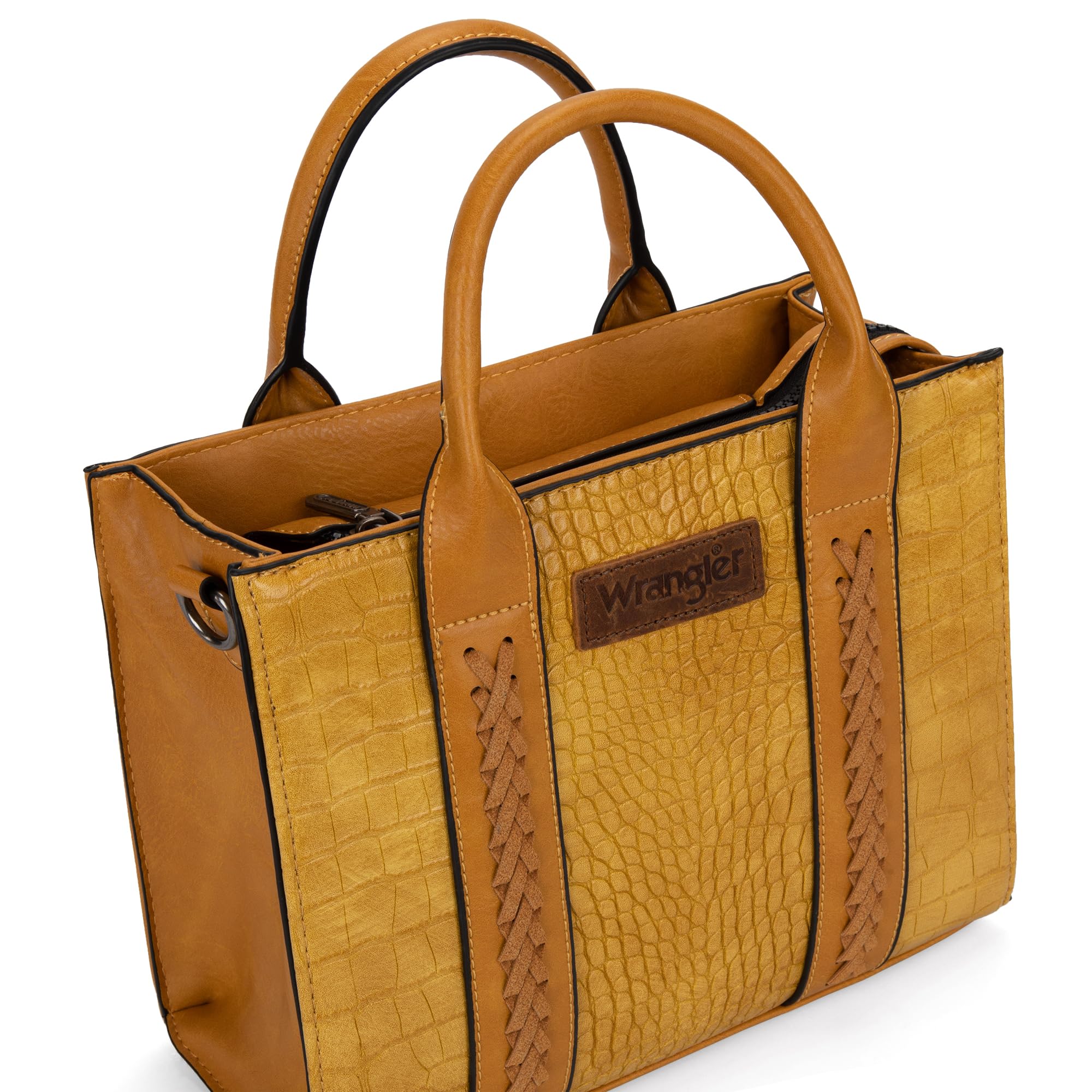 Wrangler Women's Leather Tote Bag - Stylish Shoulder Bag with Adjustable Strap, Satchel Handbag for Work, Travel & Everyday Use