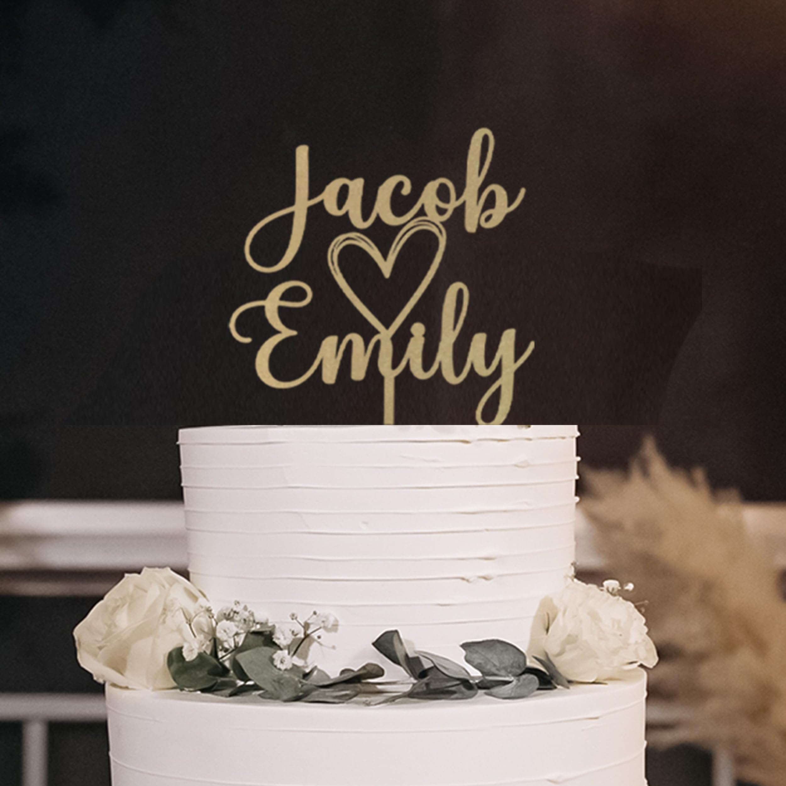 4 Inch Personalized Wedding Cake Topper for Couples - Custom Wedding Cake Decorations for Reception, Anniversary & Special Events - Perfect for Wedding Cakes, Anniversary Cakes & Romantic Celebrations