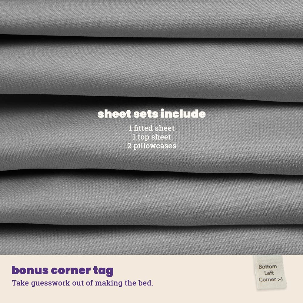 Sheets & Giggles 100% Eucalyptus Lyocell Bed Sheet Set - Hypoallergenic, Breathable & Cooling Sheets for Hot Sleepers - Moisture Wicking, Temperature Regulating, Ultra Soft All-Season Bedding - Perfect for Master Bedroom, Guest Room & Dorm Use