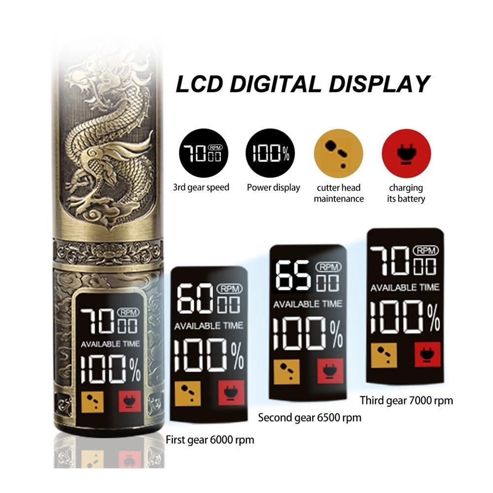 Professional USB Rechargeable Electric Hair Clipper Trimmer - LCD Display, Gold Light, Oil Head & Carving Mark Razor for Men's Grooming, Beard & Hair Styling at Home or Salon