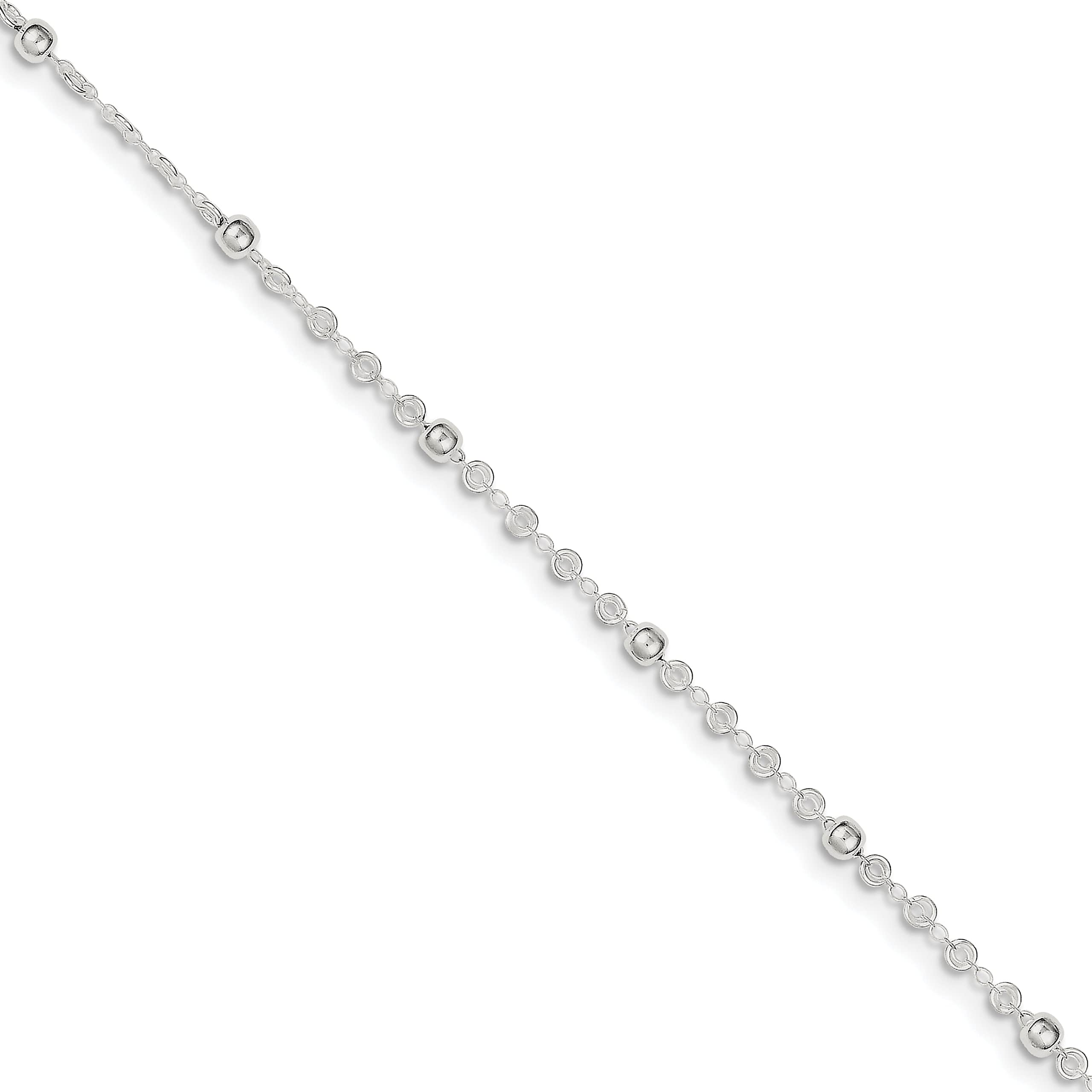 FindingKing 3mm Sterling Silver Ankle Bracelet for Women - Adjustable 10