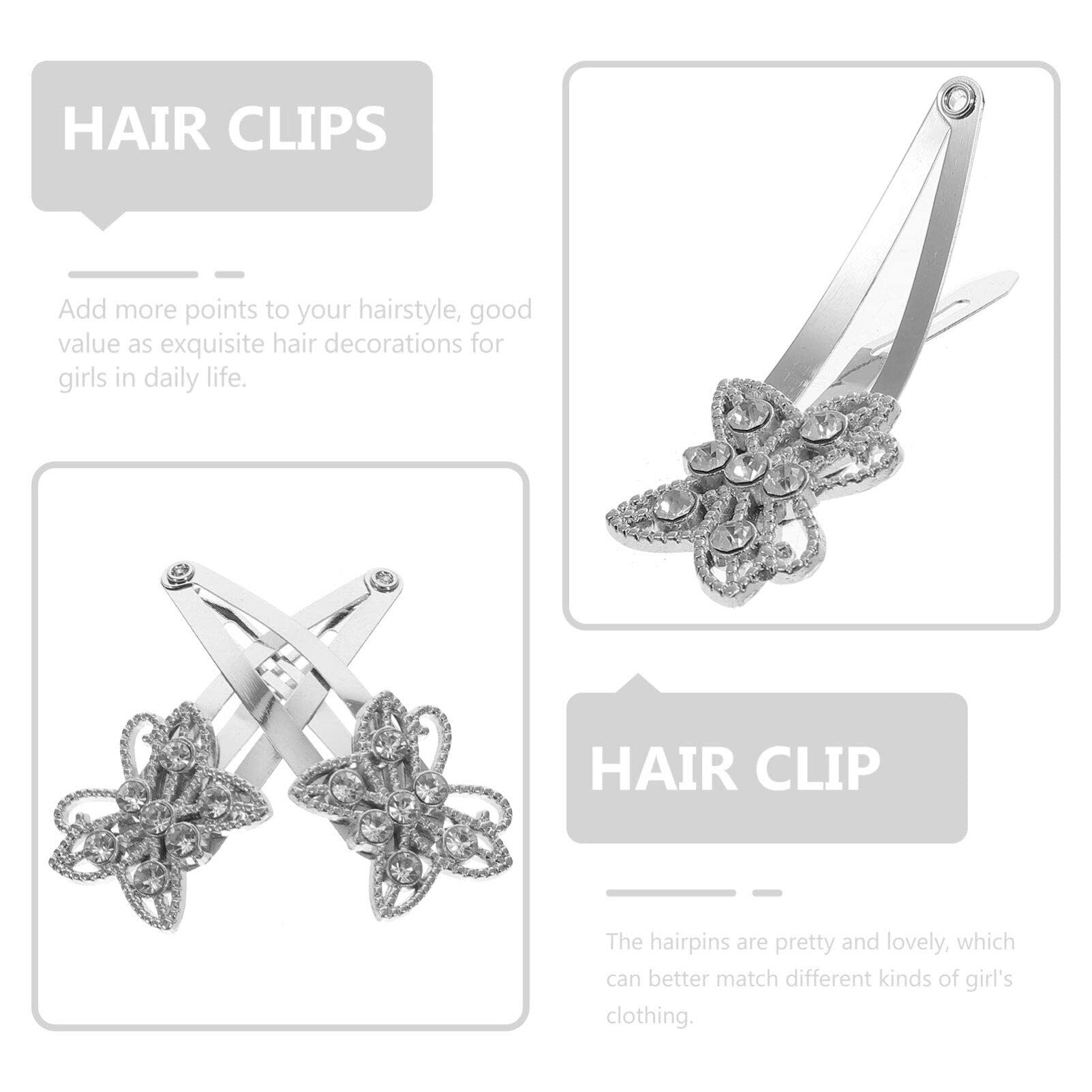 EXCLUZO 12pcs Butterfly Hair Clips with Rhinestones for Girls - Party & School Accessories