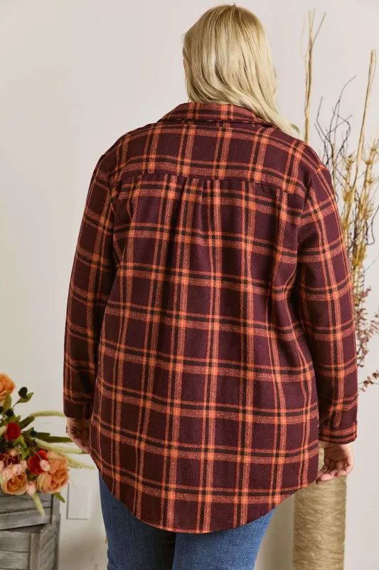 ADORA Full Size Button Down Flannel Shirt for Women - Plus Size Soft & Cozy Plaid Shirt - Perfect for Casual Outfits, Fall Layering and Outdoor Activities