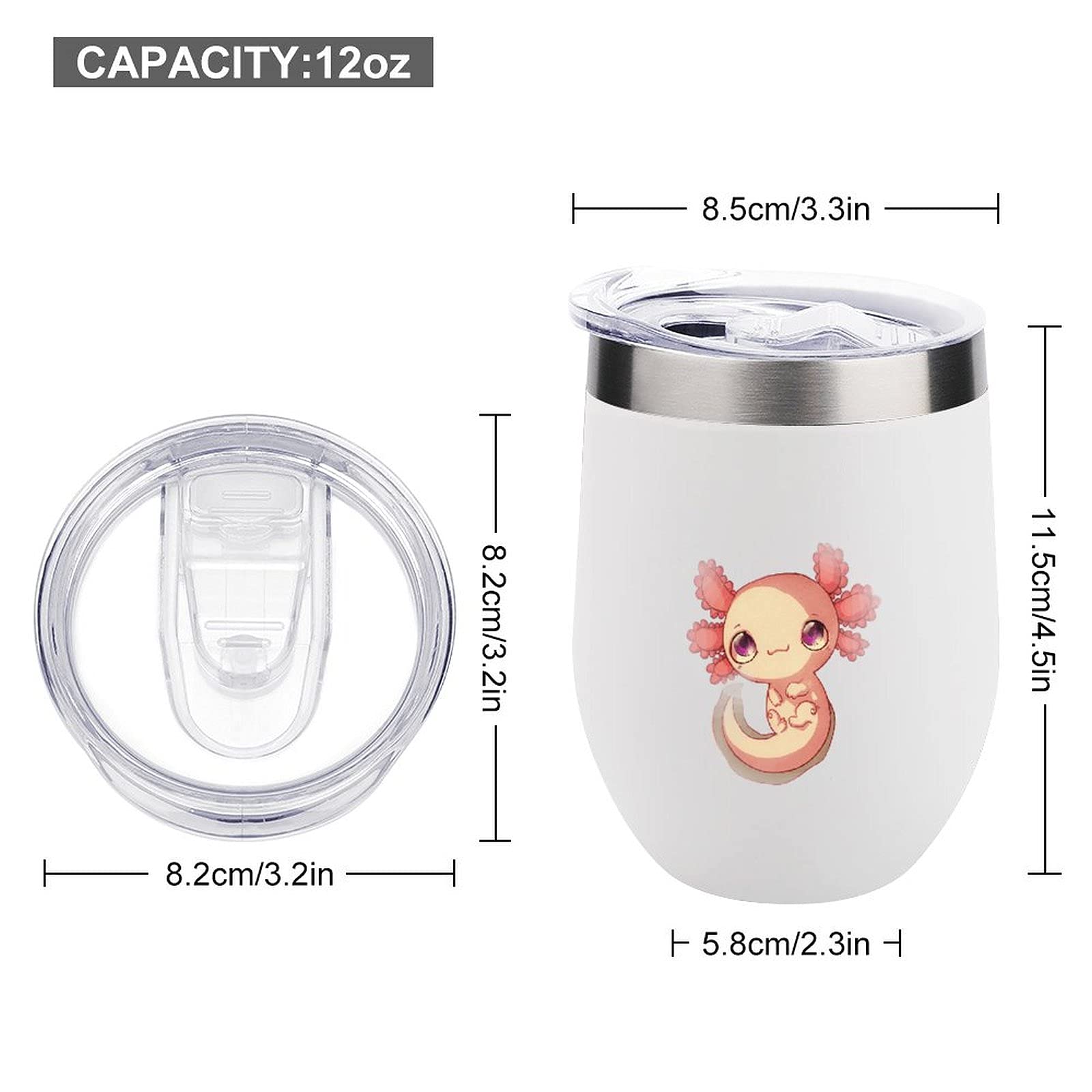 Cute Axolotl Stemless Wine Tumbler - 20oz Insulated Stainless Steel Travel Mug for Coffee, Soda & Cold Drinks - Perfect for Home, Office & Outdoor Adventures
