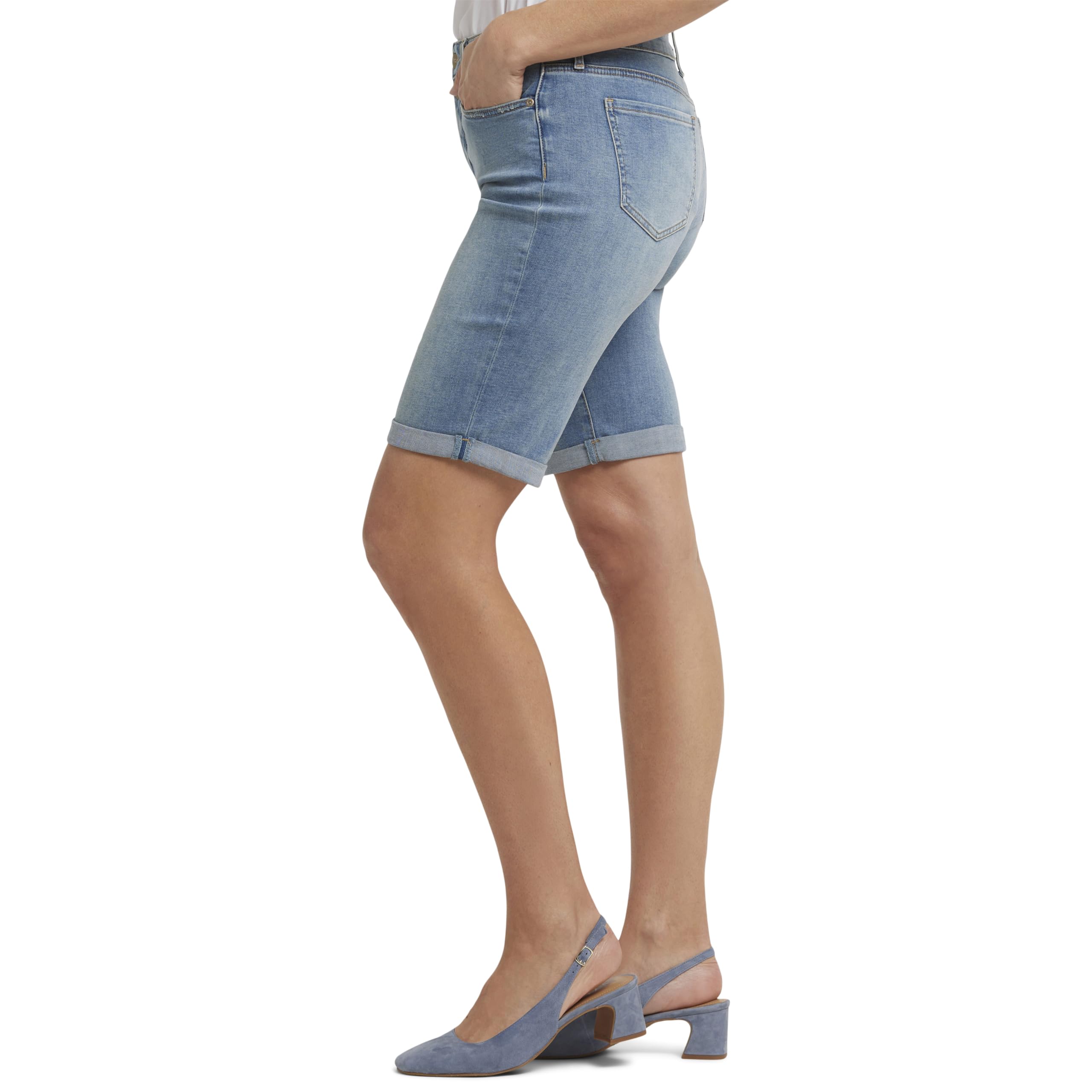 NYDJ Women's Briella Roll Cuff Jean Slimming Denim Shorts - High Waisted Stretch Comfort for Casual Outfits & Summer Style