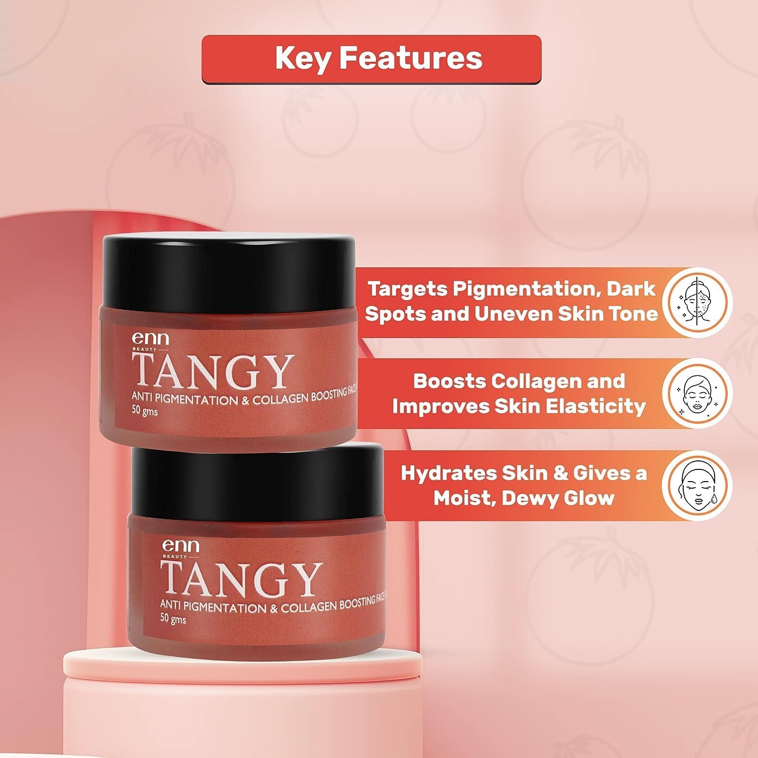 SENTA Tangy Anti-Pigmentation Collagen Boosting Face Gel - Skin Detox & Brightening with Aloe Vera, Vitamin A, Tangerine Oil & Tomato Extract - Natural Skincare for Men & Women (50g) | Perfect for Daily Glow Routine, Dark Spot Reduction & Overnight Skin Repair