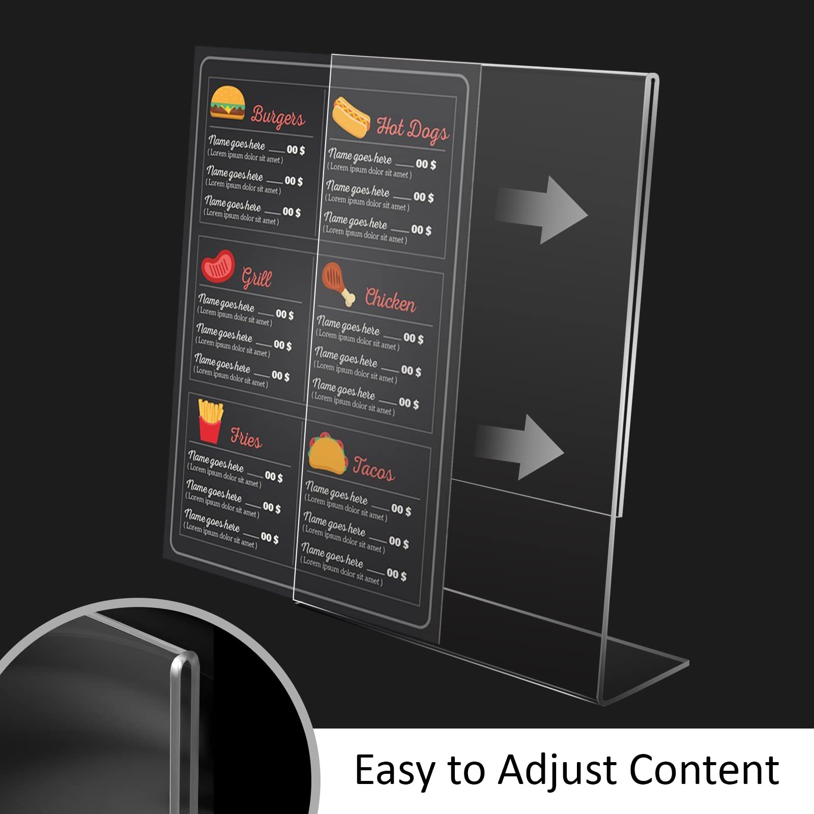 Clear Acrylic Sign Holder 8.5 x 11 Inches - 12 Pack Slanted Tabletop Display Stand for Office, Restaurant, or Home Use - Perfect for Menus, Price Tags, Promotions & Information Signs