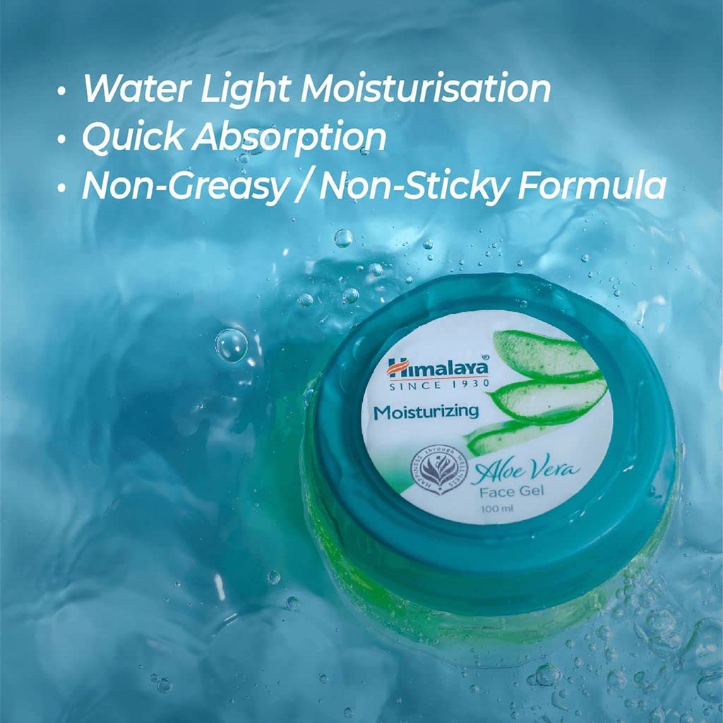 Himalaya Moisturizing Aloe Vera Face Gel 100ml - Soothing Hydration for Dry & Sensitive Skin (Pack of 2) | Perfect for Daily Skincare Routine & Sunburn Relief