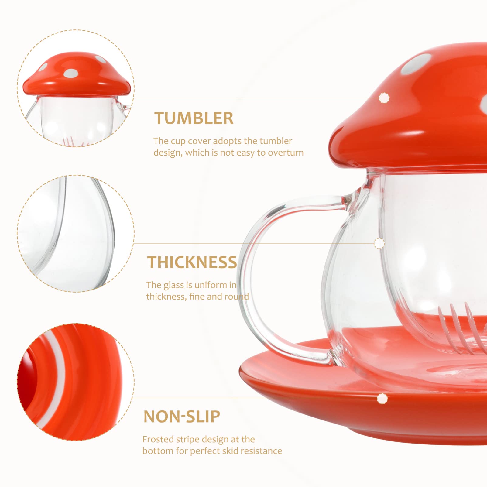 Premium Glass Tea Infuser Mug with Lid & Saucer - Loose Leaf Tea Maker Set for Hot & Iced Tea - Perfect for Home, Office & Gifts (Red)