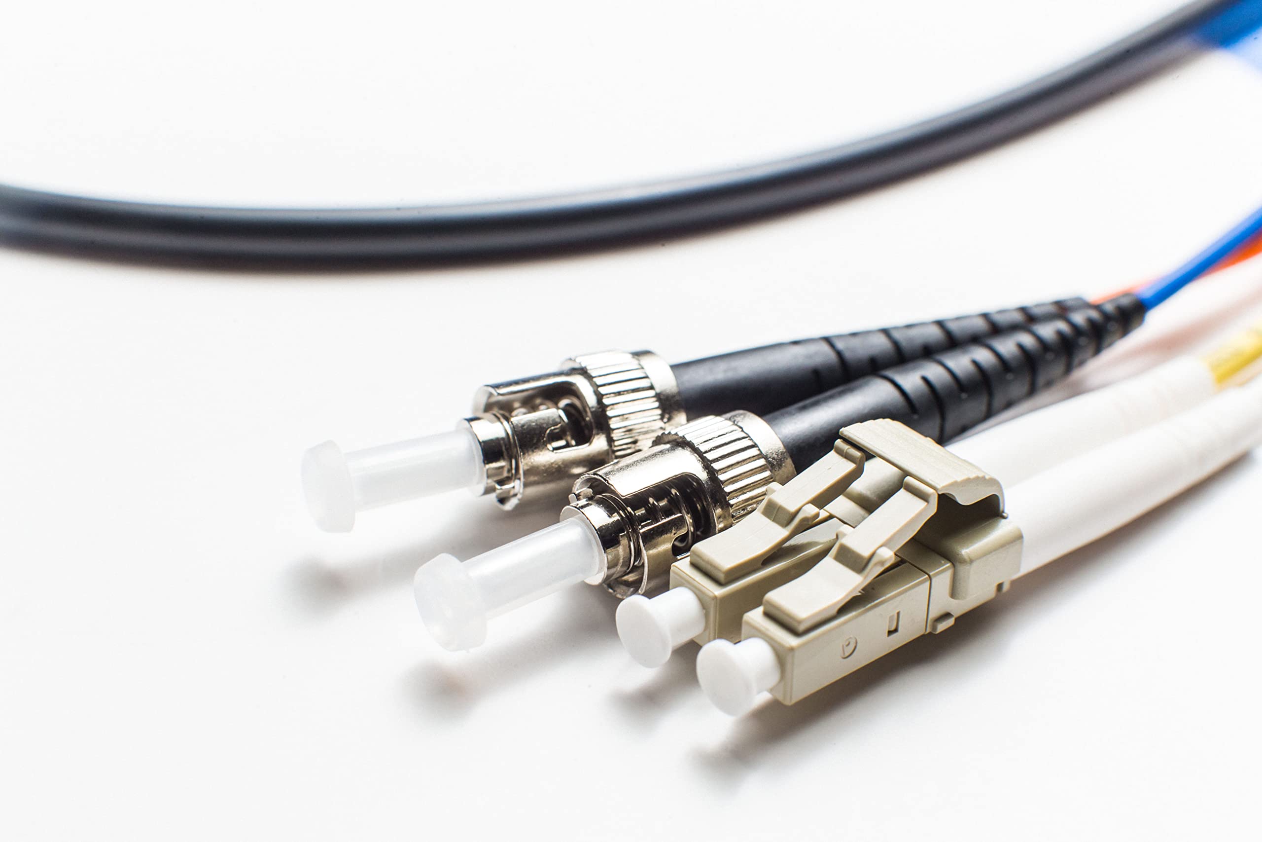 50M OM1 LC to ST Fiber Optic Cable | Indoor/Outdoor Duplex 62.5/125 Multimode Jumper 164ft | Made in USA | OFNR Rated for Networking, Data Centers & CCTV Installations