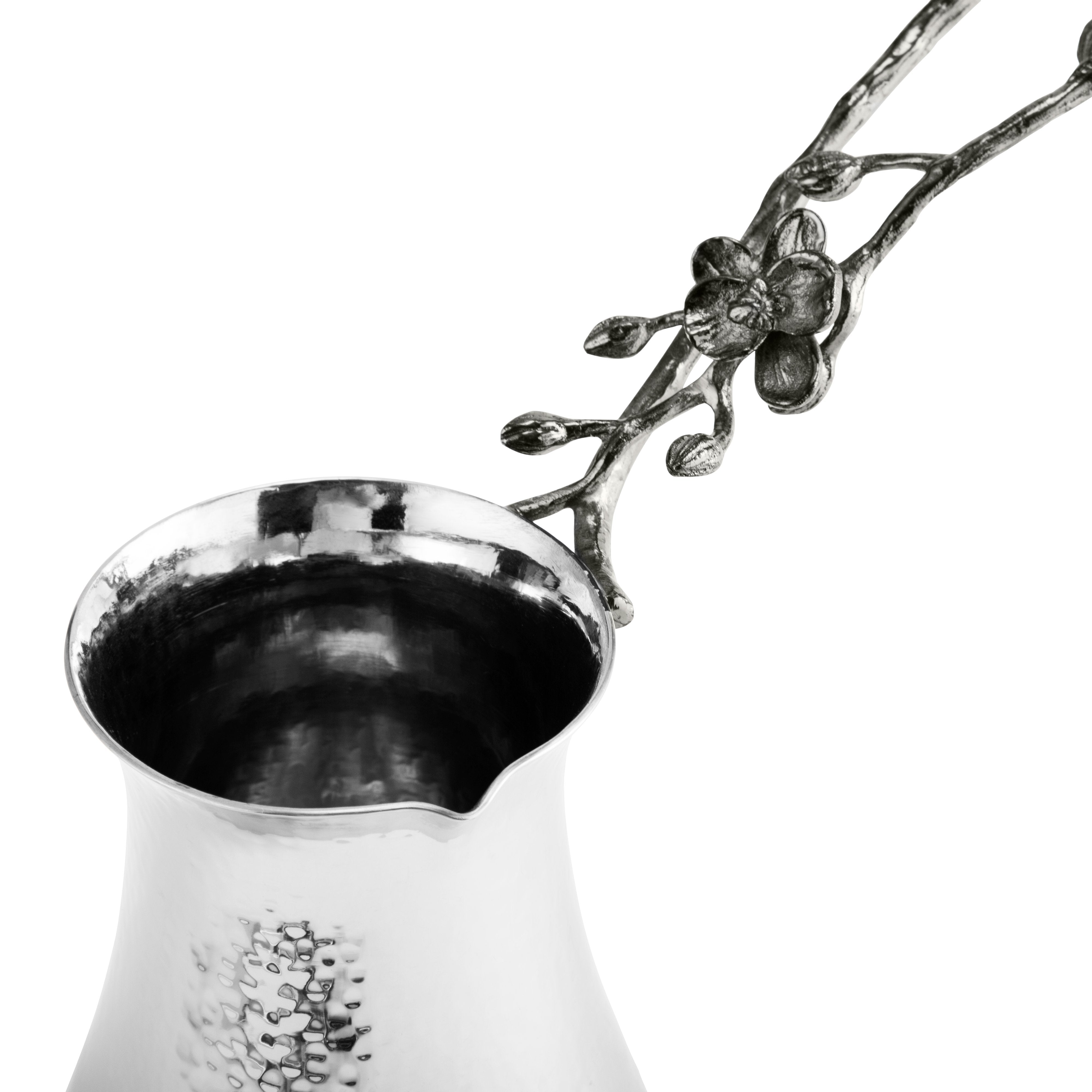 Premium Black Orchid Coffee Pot with Spoon - Medium Size for Pour Over & French Press - Perfect for Home, Office, and Gifts