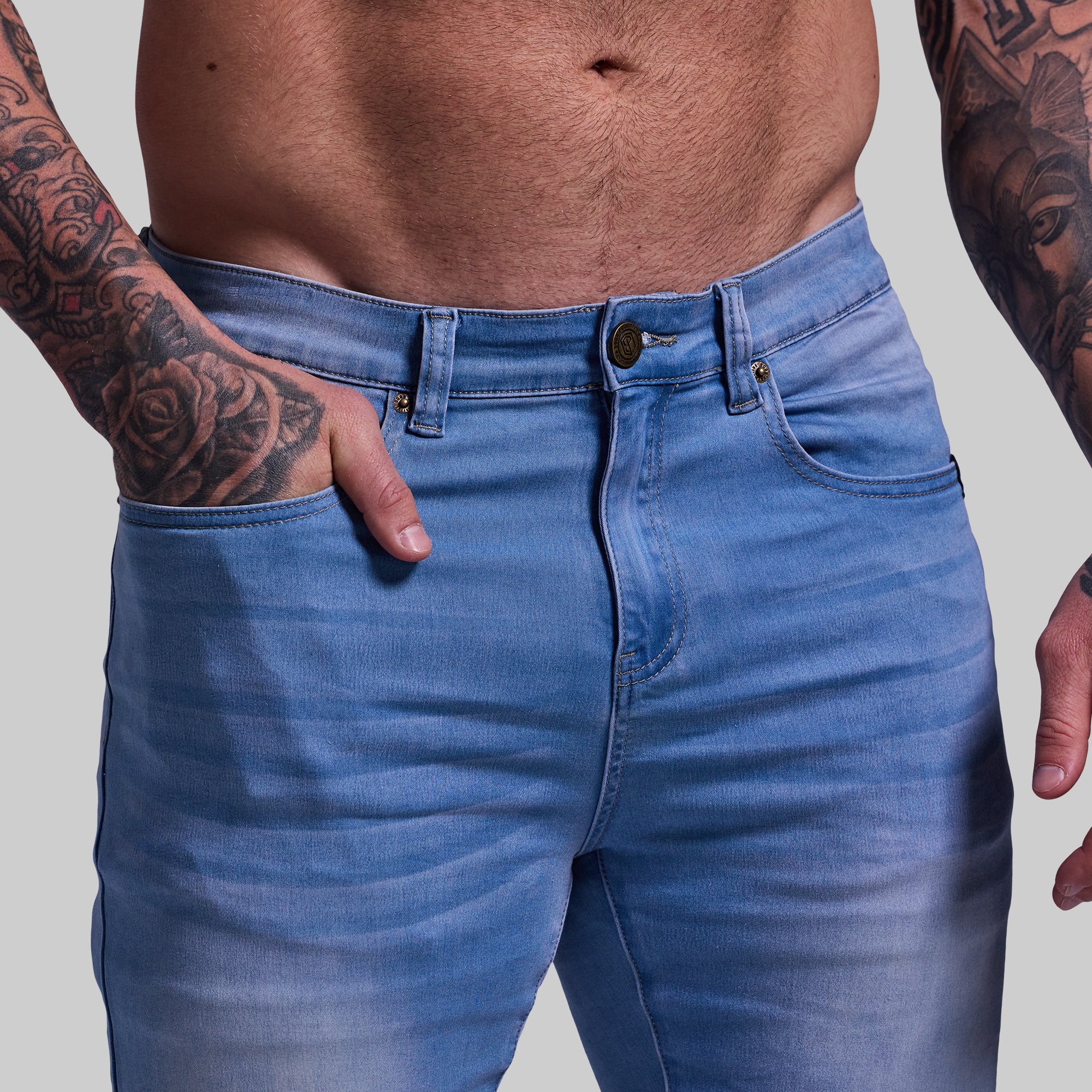 FLEX Stretchy Athletic Fit Jeans for Men - Light Wash Denim Pants | Comfortable & Flexible for Gym, Workout & Casual Wear