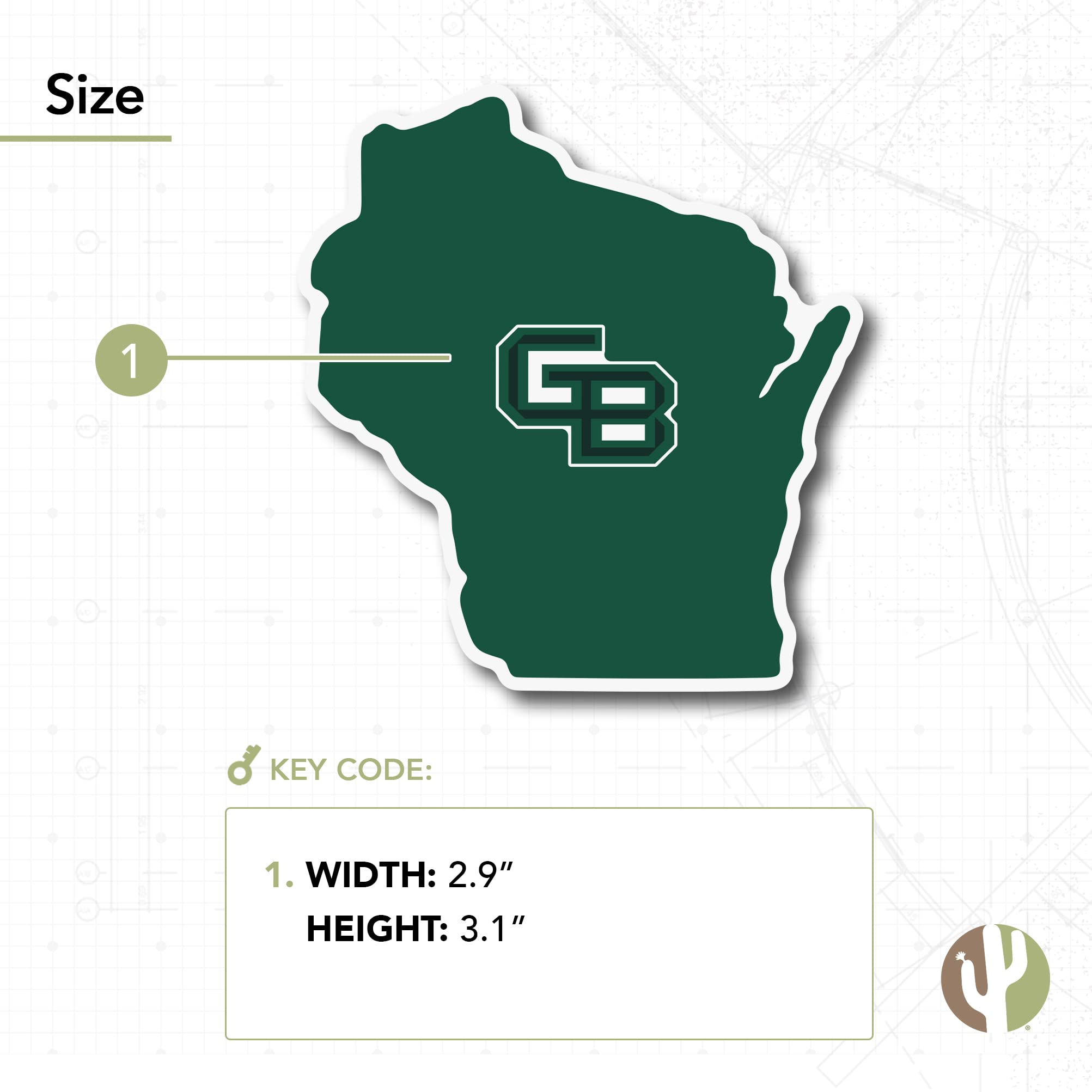 UWGB Phoenix Vinyl Decal - University of Wisconsin Green Bay Sticker for Laptop, Water Bottle, Car & Scrapbook | Desert Cactus Design with State Border | Perfect for College Pride, School Spirit & DIY Crafts