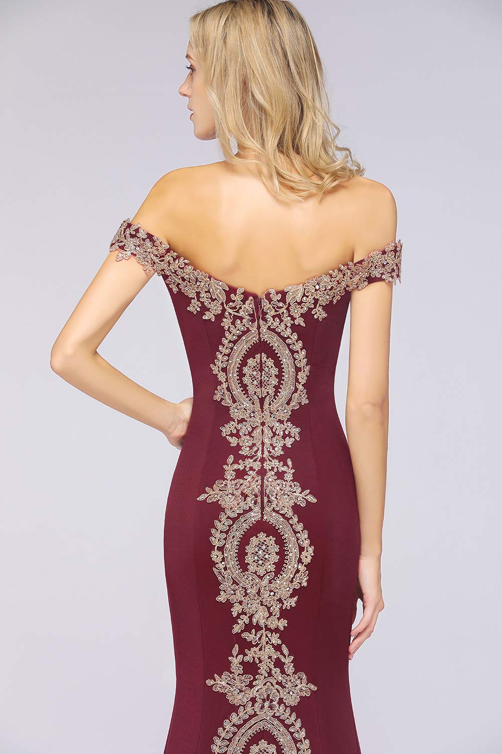 Elegant Gold Appliques Off-Shoulder Mermaid Prom Dress for Women - Formal Evening Gown for Homecoming, Pageant & Special Occasions