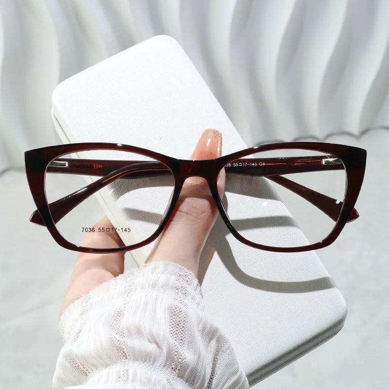 CCspace Women's Full Rim Square Cat Eye Titanium Eyeglasses Frame - Lightweight & Durable TR90 Material - Style 7036 for Work, Reading & Fashion Accessories