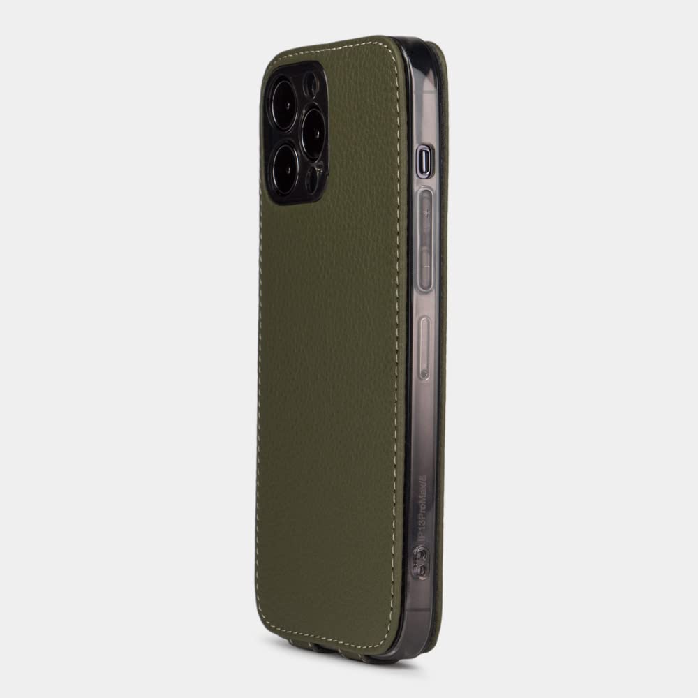 Premium Ultra Thin Leather Wallet Case for iPhone 13 Pro - French Made Patented Design - Slim RFID Blocking Card Holder - Perfect for Business & Travel (Green)
