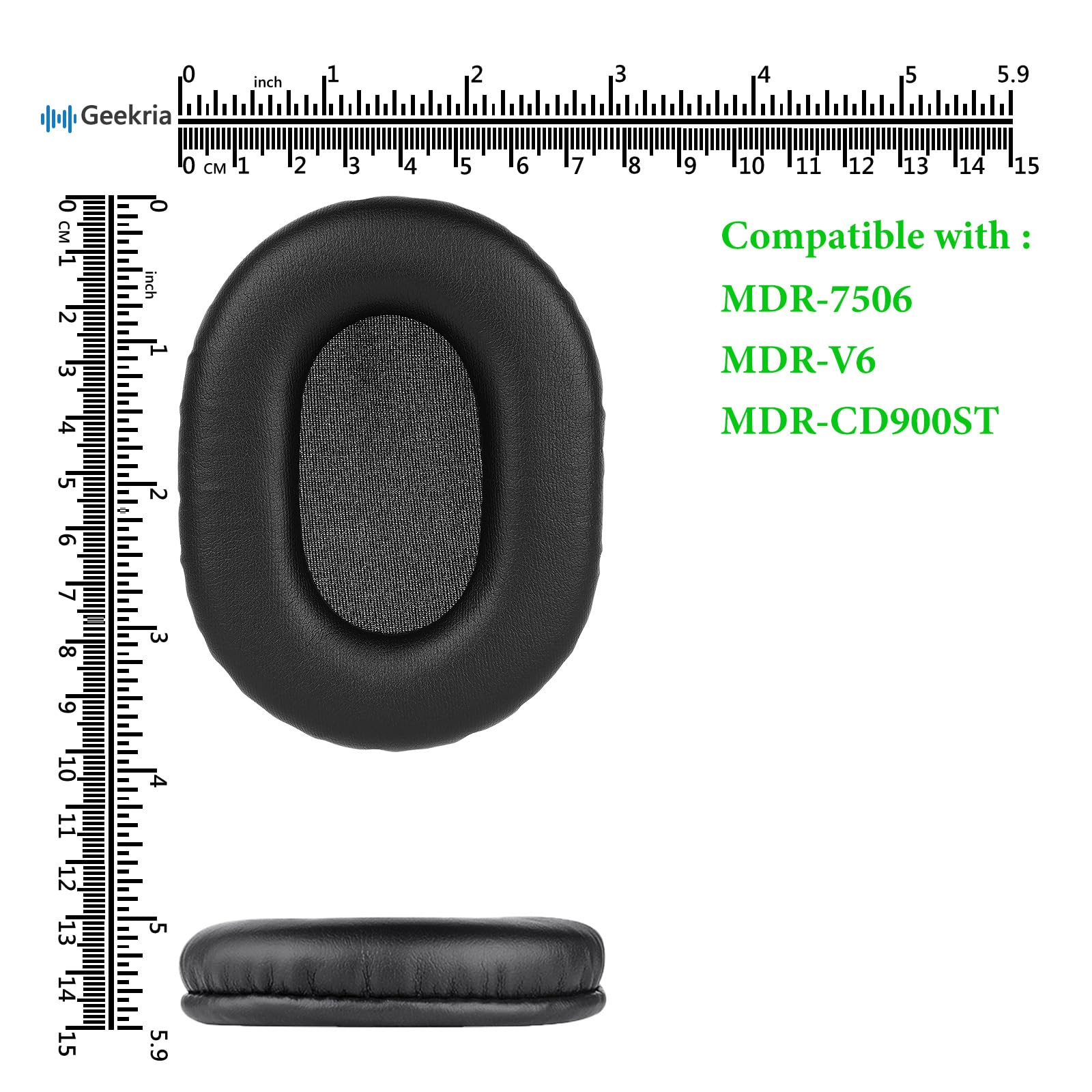 Geekria QuickFit Replacement Ear Pads for Sony MDR-7506, MDR-V6, MDR-CD900ST Headphones - Premium Memory Foam Ear Cushions & Earpads for Comfort & Noise Isolation - Perfect for Studio Recording, Gaming & Travel (Black)