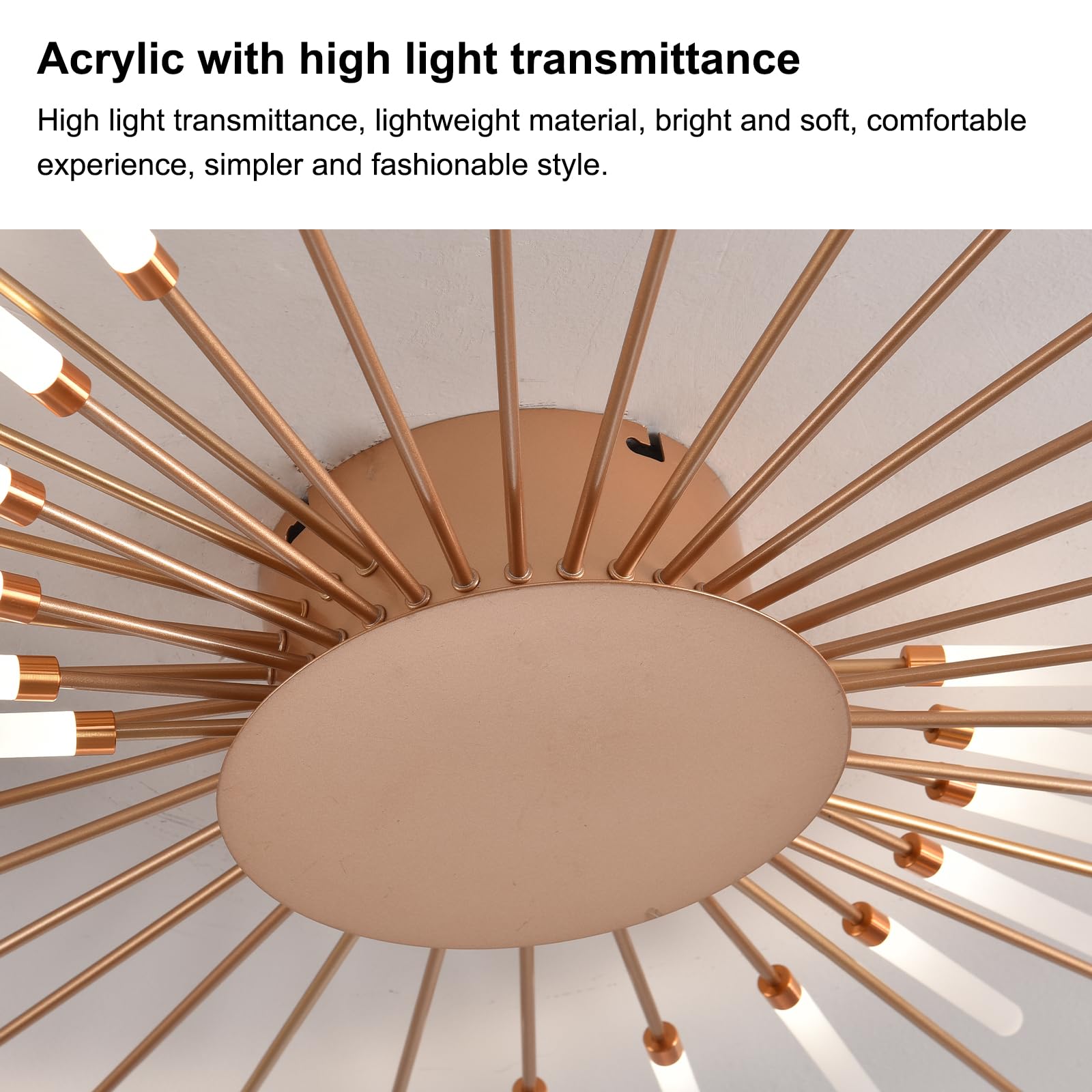 Modern 42-Light LED Flush Mount Chandelier - Flower Shape Ceiling Light Fixture for Living Room, Bedroom & Dining Room - Gold Metal Acrylic Design - Perfect for Home Decor, Ambient Lighting & Interior Design