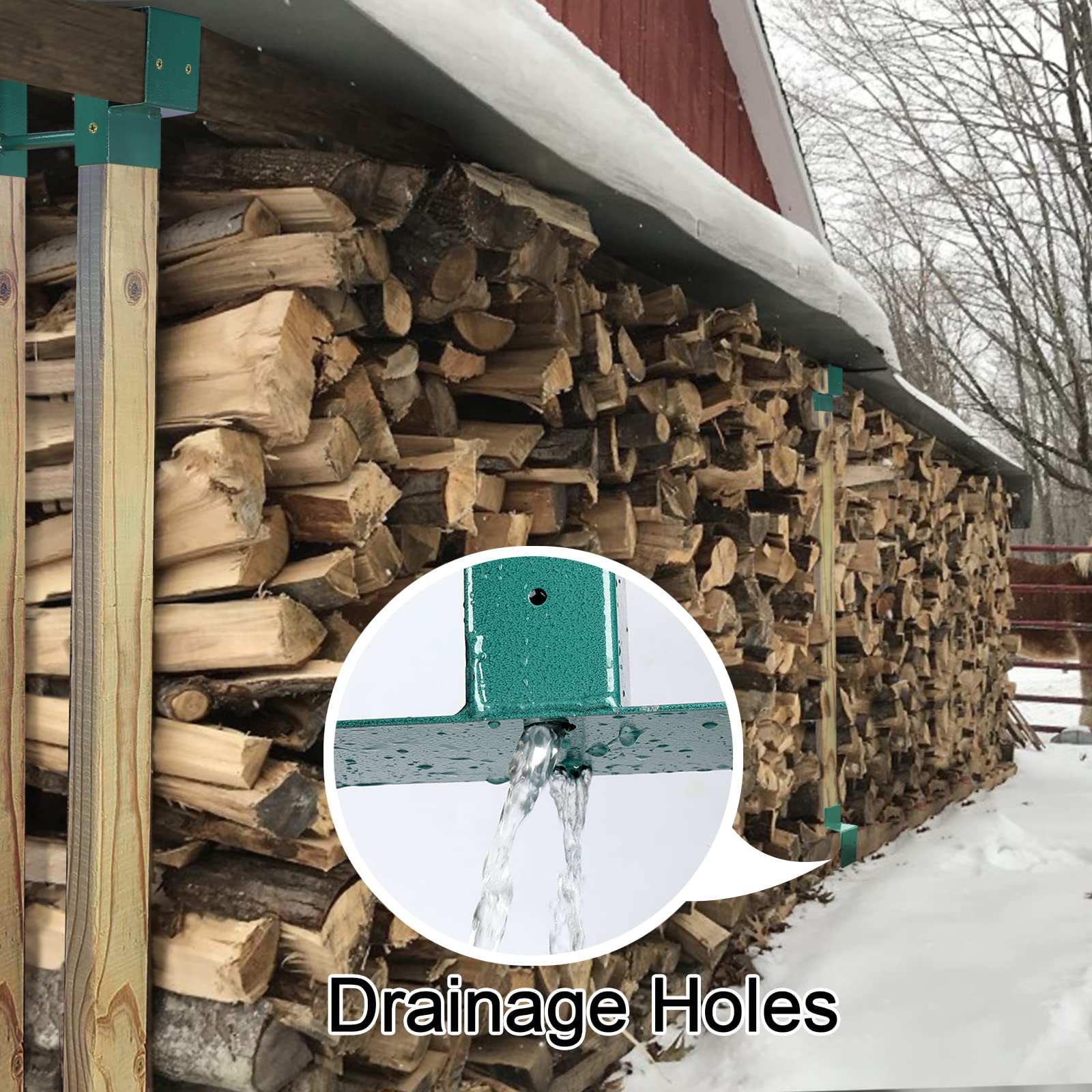 MOFEEZ Adjustable Outdoor Firewood Log Storage Rack - 2x4 Bracket Kit for Fireplace Wood Holder, Extendable to Any Length (Green, 2 Bases) - Perfect for Patio, Backyard, and Camping Firewood Organization